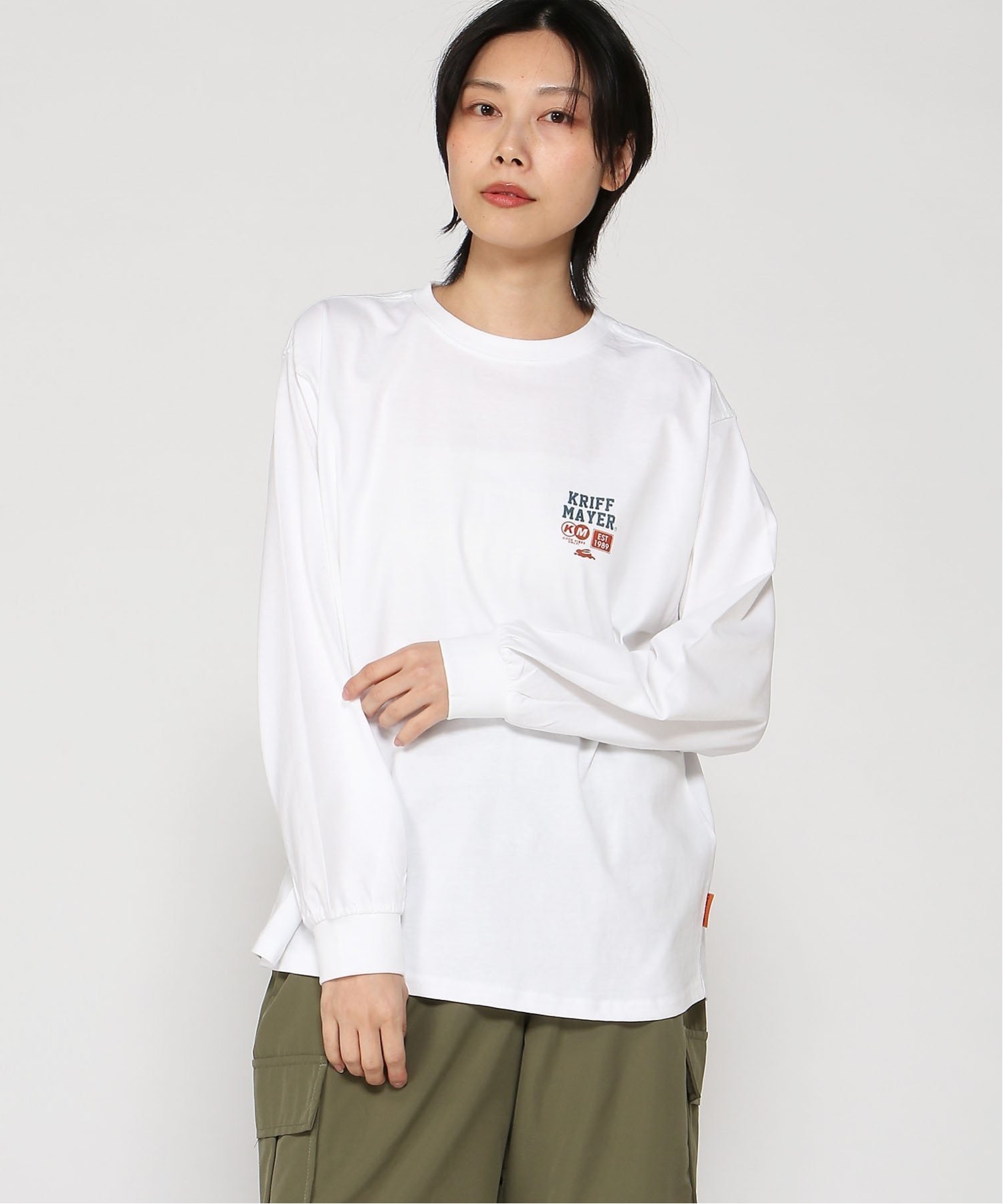 KRIFF MAYER (W)クリフラビットロンT(スタンド) クリフメイヤー トップス カットソー・Tシャツ グレー ホワイト