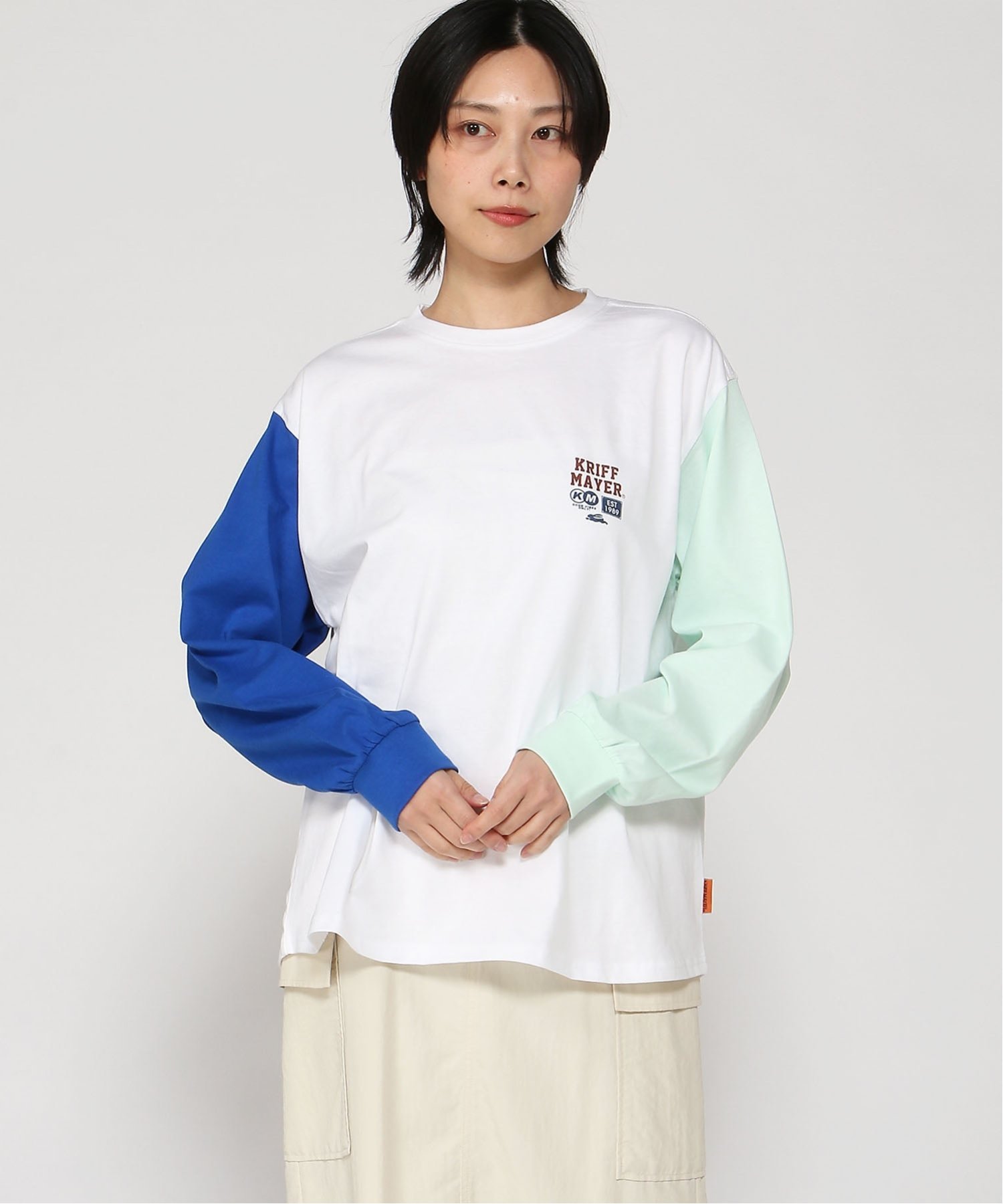 KRIFF MAYER (W)クリフラビットロンT(スタンド) クリフメイヤー トップス カットソー・Tシャツ グレー ホワイト