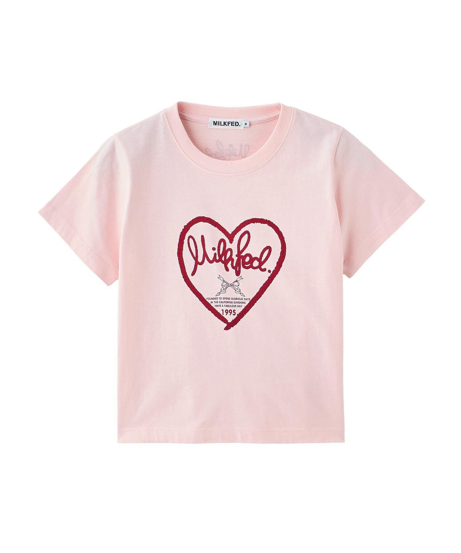 MILKFED. HANDWRITTEN HEART COMPACT S/S TEE ミルクフェド トップス カットソー・Tシャツ ホワイト グレー