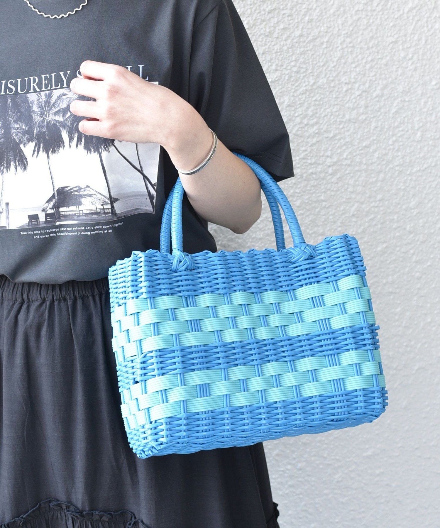 SHIPS Colors SHIPS Colors:チューブ トートバッグ シップス バッグ かごバッグ ホワイト ブルー オレンジ