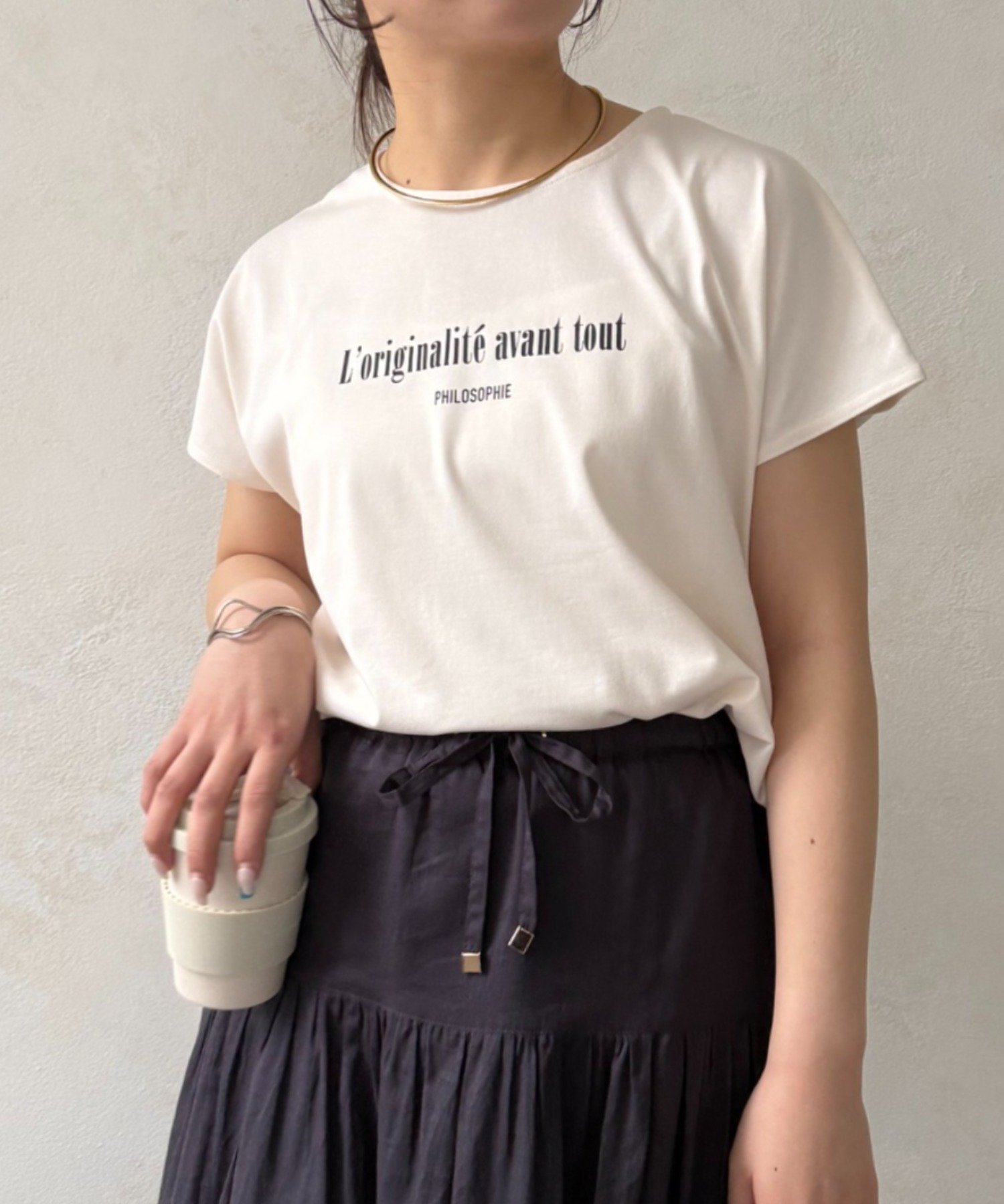 Jena espace merveilleux コンパクトロゴカットソー ジェナエスパスメルヴェイユ トップス カットソー・Tシャツ ブルー ホワイト ブラック【送料無料】