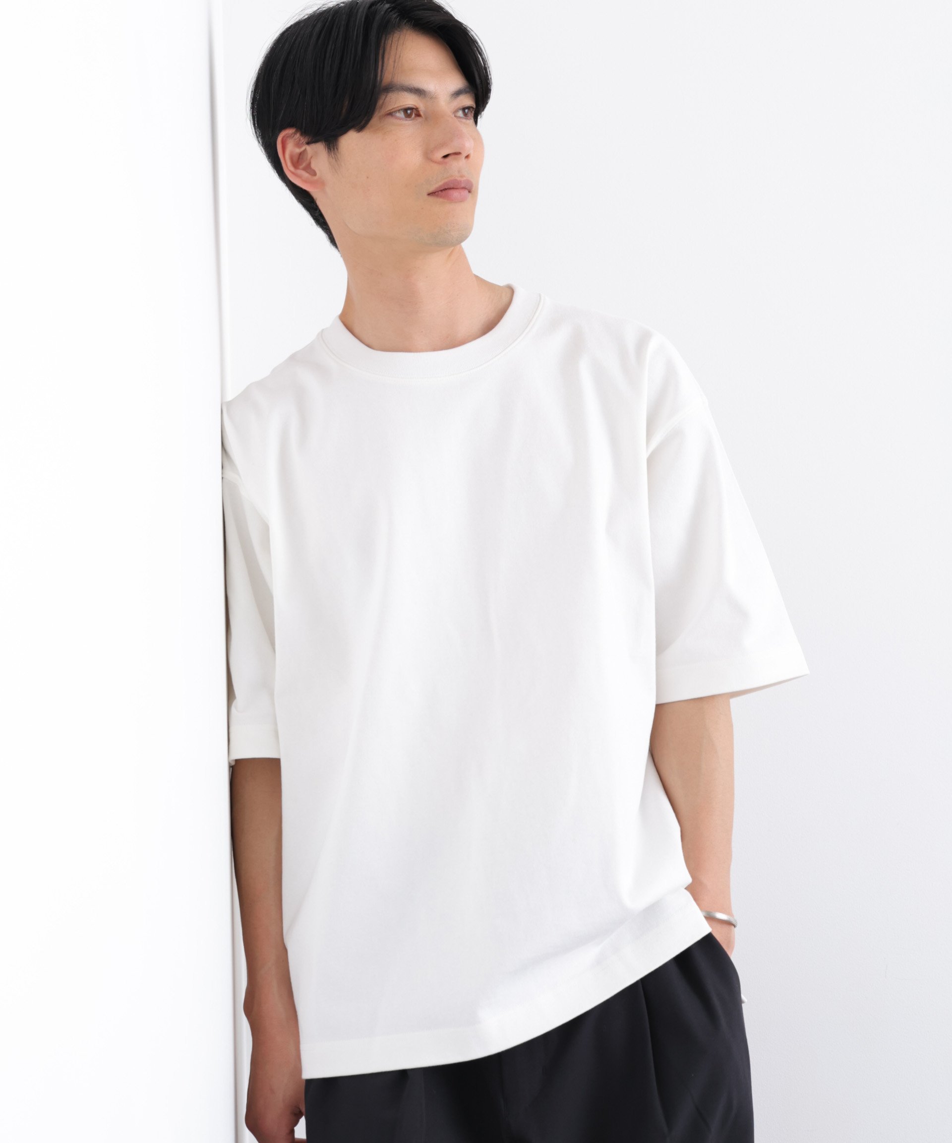 NANO universe ヘビーウェイトTシャツ 半袖 ナノユニバース トップス カットソー・Tシャツ ブラウン ホワイト ブラック