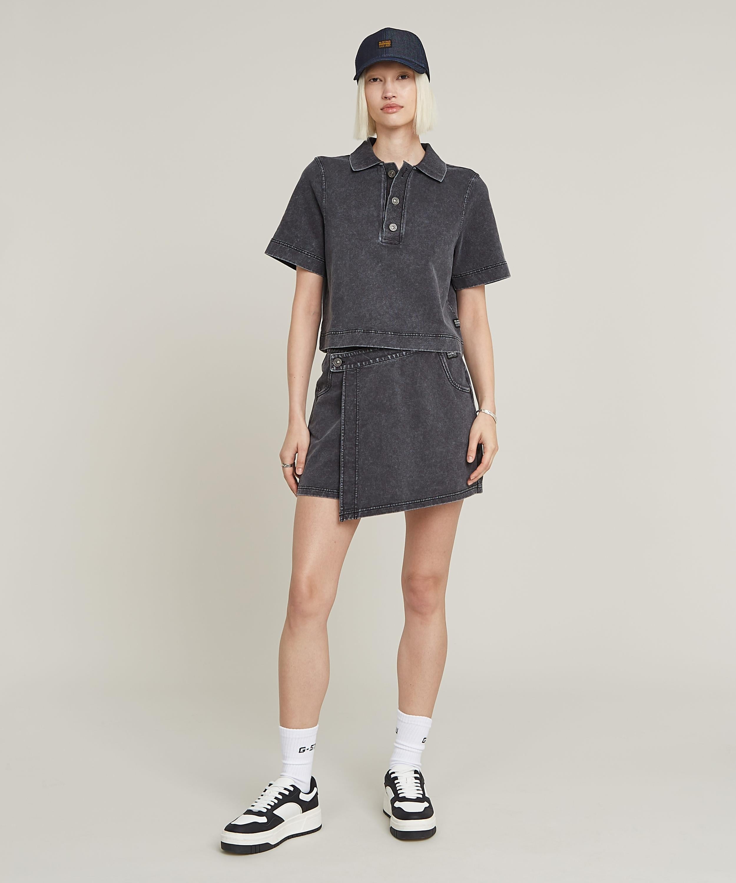 【公式ショップ】Overdyed Sweat Skort/オーバーダイスウェットスコート/ショートパンツ ジースターロゥ パンツ キュロット ブラック