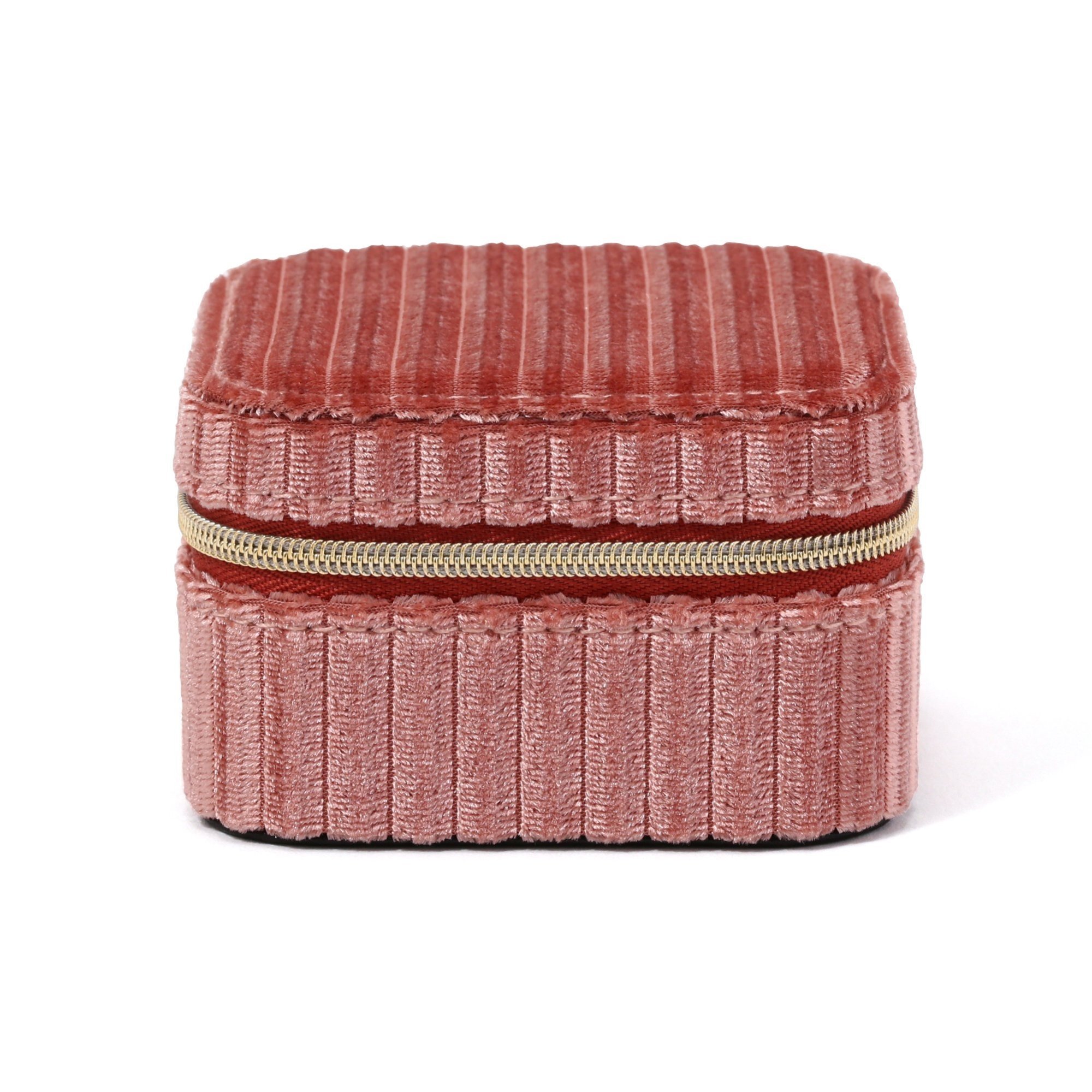 【SALE／30%OFF】Francfranc ストライプベロア トラベルジュエリーボックス フランフラン インテリア・生活雑貨 収納用品・棚・ラック ピンクのサムネイル