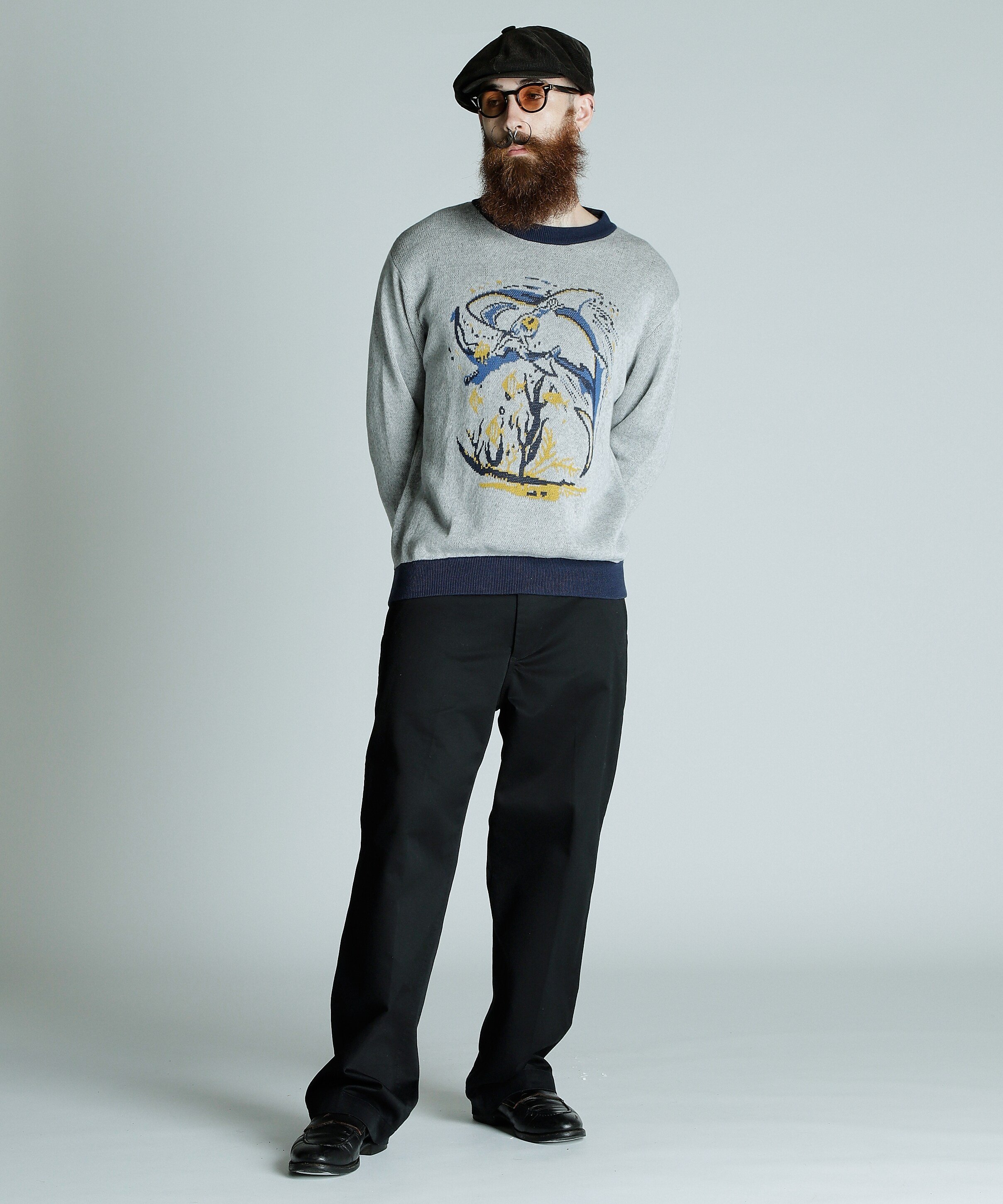 Schott 50S OVER SIZE KNIT SHARK/50's オーバーサイズニット シャーク ショット トップス ニット ブラック ブルー【送料無料】