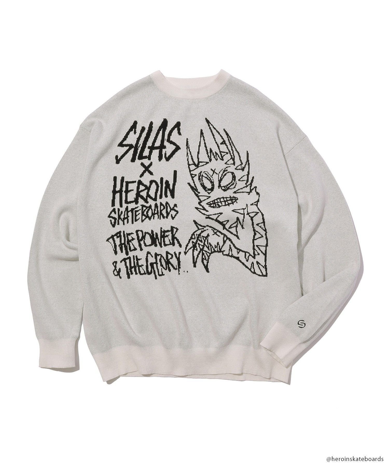 【SALE／40%OFF】SILAS SILAS x HEROIN JACQUARD SWEATER サイラス トップス ニット ブラック ホワイト【送料無料】