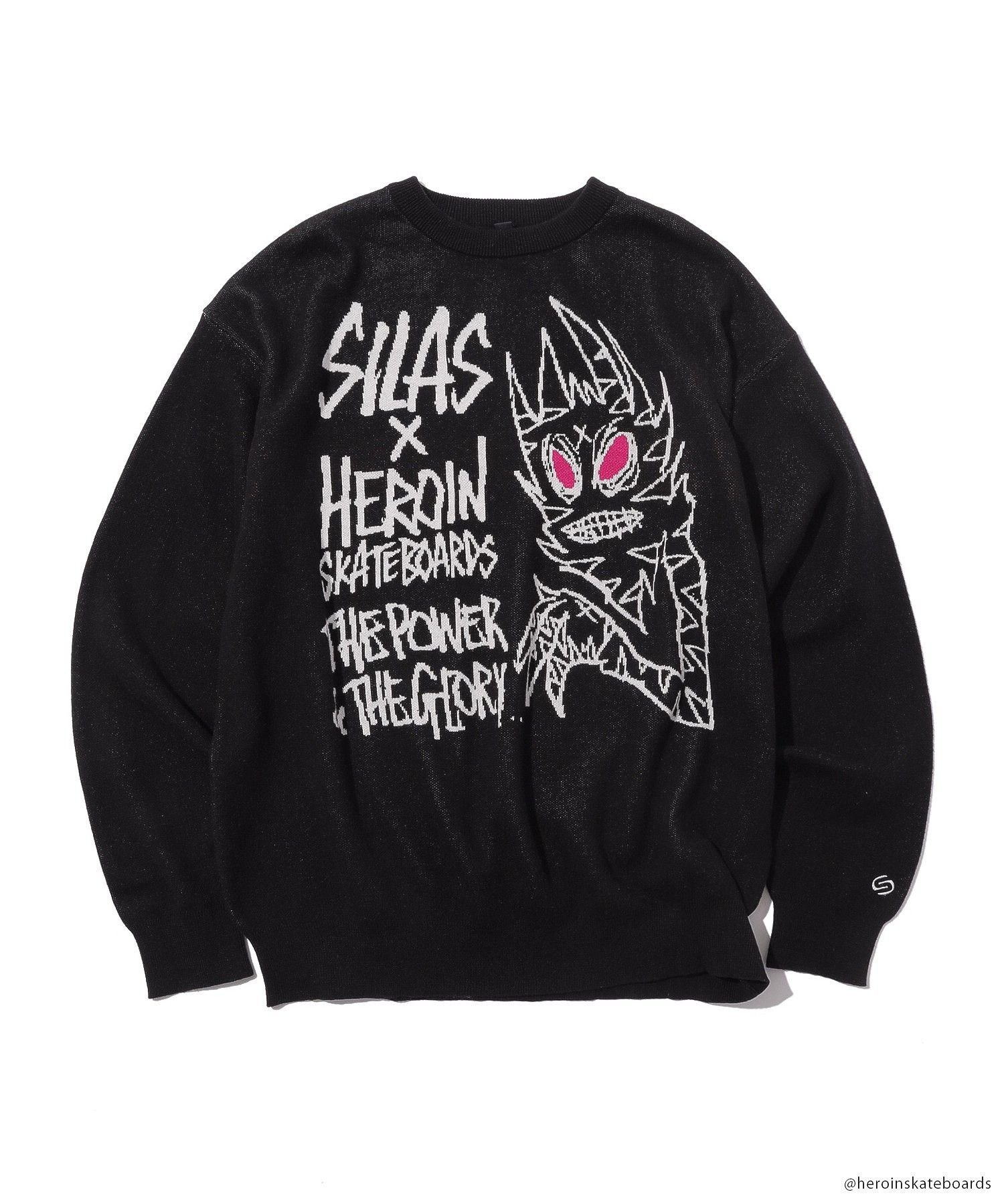 【SALE／40%OFF】SILAS SILAS x HEROIN JACQUARD SWEATER サイラス トップス ニット ブラック ホワイト【送料無料】