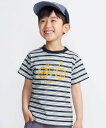 BeBe 自転車プリントマルチボーダー天竺半袖Tシャツ(90~160cm) ベベ オンライン ストア トップス カットソー・Tシャツ ネイビー ブラック【送料無料】