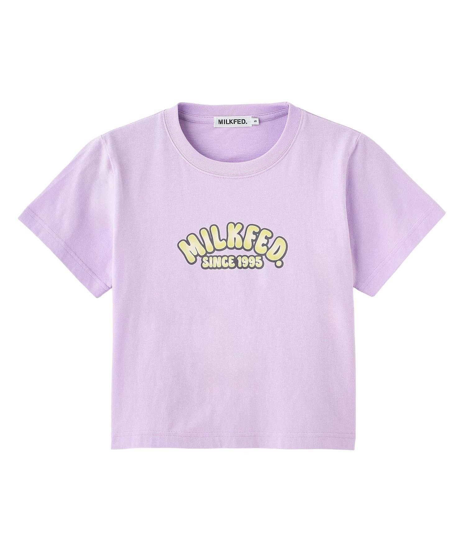MILKFED. GRADIENT LOGO COMPACT S/S TEE ミルクフェド トップス カットソー・Tシャツ ブラック
