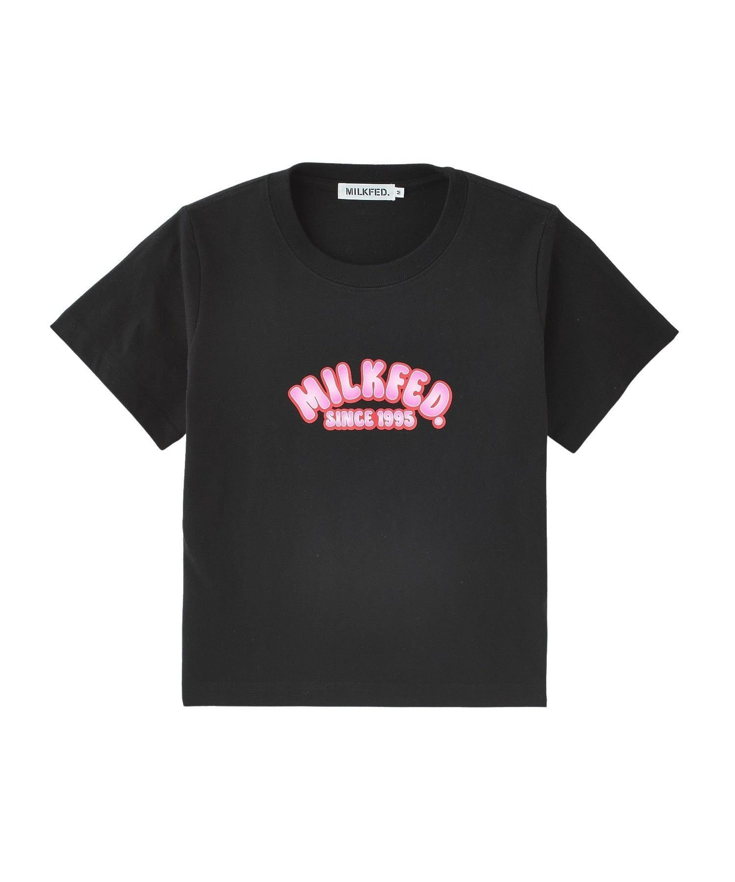 MILKFED. GRADIENT LOGO COMPACT S/S TEE ミルクフェド トップス カットソー・Tシャツ ブラック