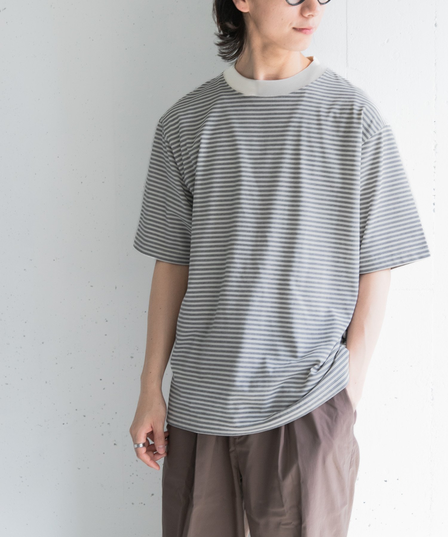 【SALE／20%OFF】URBAN RESEARCH DOORS FORK&SPOON マルチボーダーTシャツ アーバンリサーチドアーズ トップス カットソー・Tシャツ グレー グリーン レッド