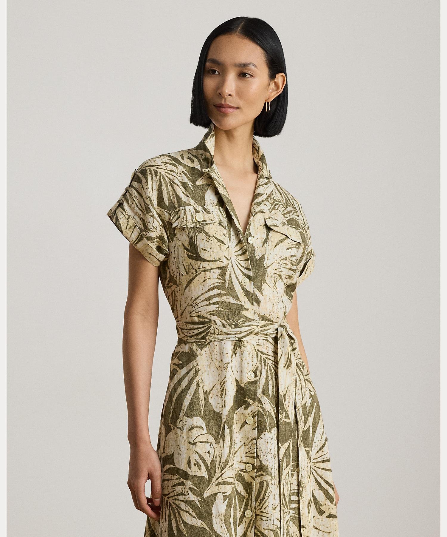 LAUREN RALPH LAUREN パームフロンドプリント リネン キャンプ シャツドレス ラルフローレン ワンピース・ドレス ワンピース グリーン【送料無料】 stylife-15730407 Rakuten Fashion サンプル画像3