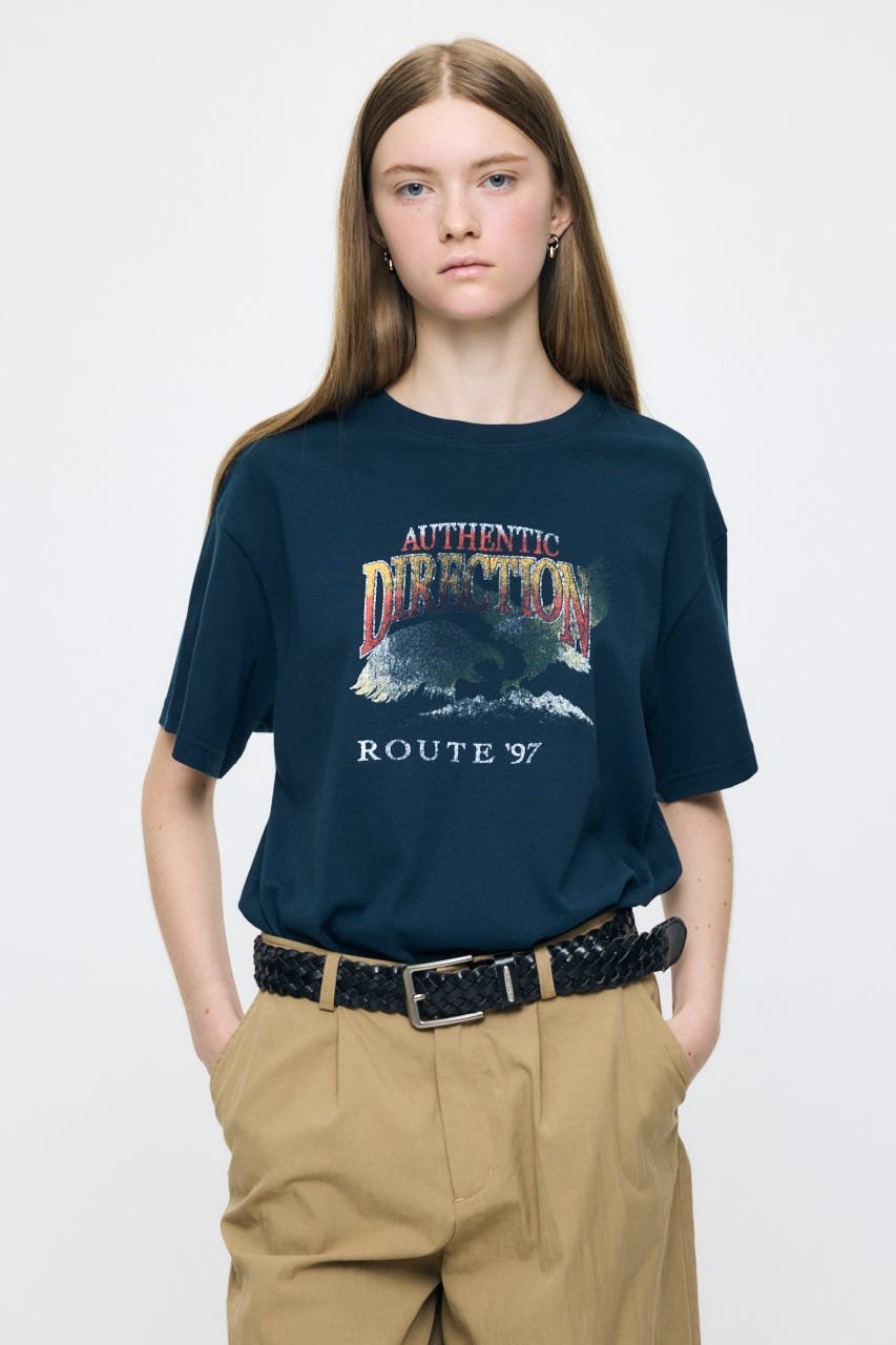 EAGLE TEE マウジー トップス カットソー・Tシャツ ネイビー ブラック ホワイト