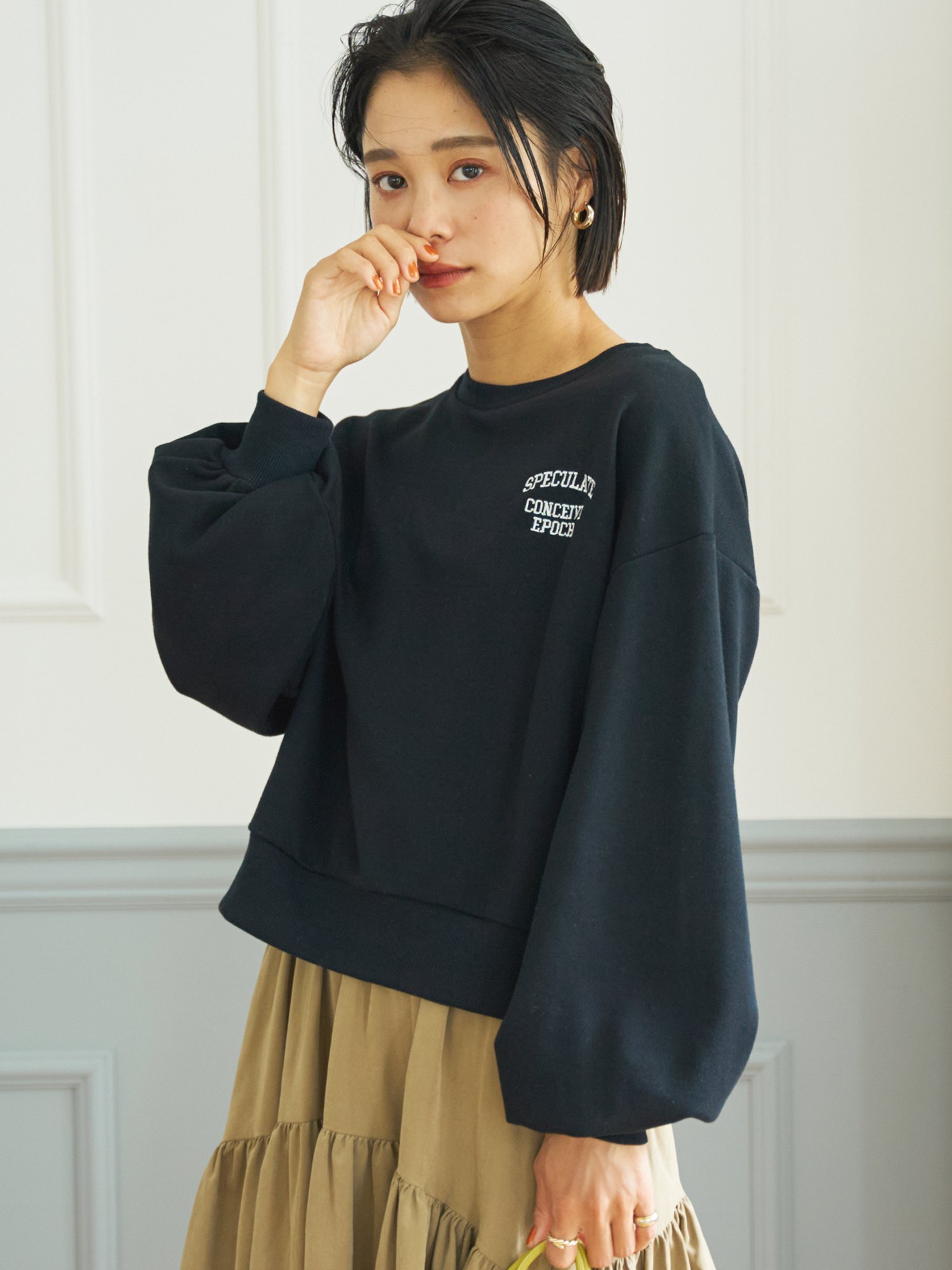 【SALE／34%OFF】coca ワンポイント刺繍裏毛スウェット コカ トップス スウェット・トレーナー グレー ブラックのサムネイル