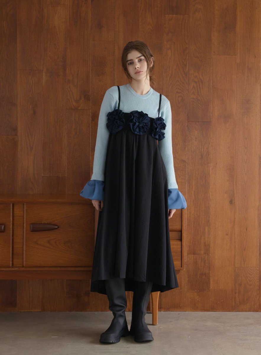 【SALE／80%OFF】COEL 2WAYフラワーモチーフジャンパースカート コエル ワンピース・ドレス ジャンパースカート ブラック カーキグリーン【送料無料】