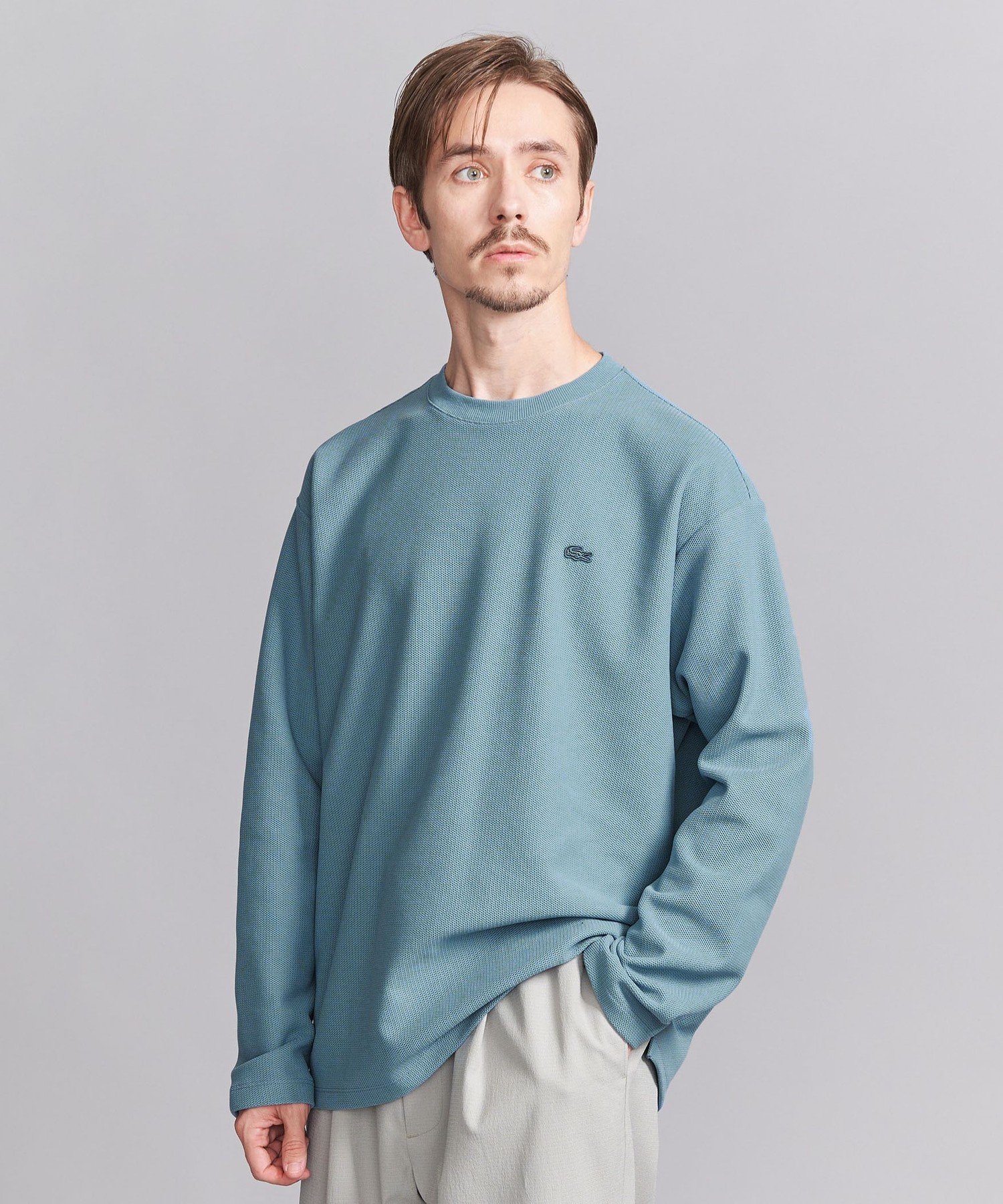 BEAUTY&YOUTH UNITED ARROWS <LACOSTE for BEAUTY&YOUTH> 1トーン ロングスリーブ Tシャツ ビューティー&ユース ユナイテッドアローズ トップス カットソー・Tシャツ グレー ホワイト グリーン【送料無料】