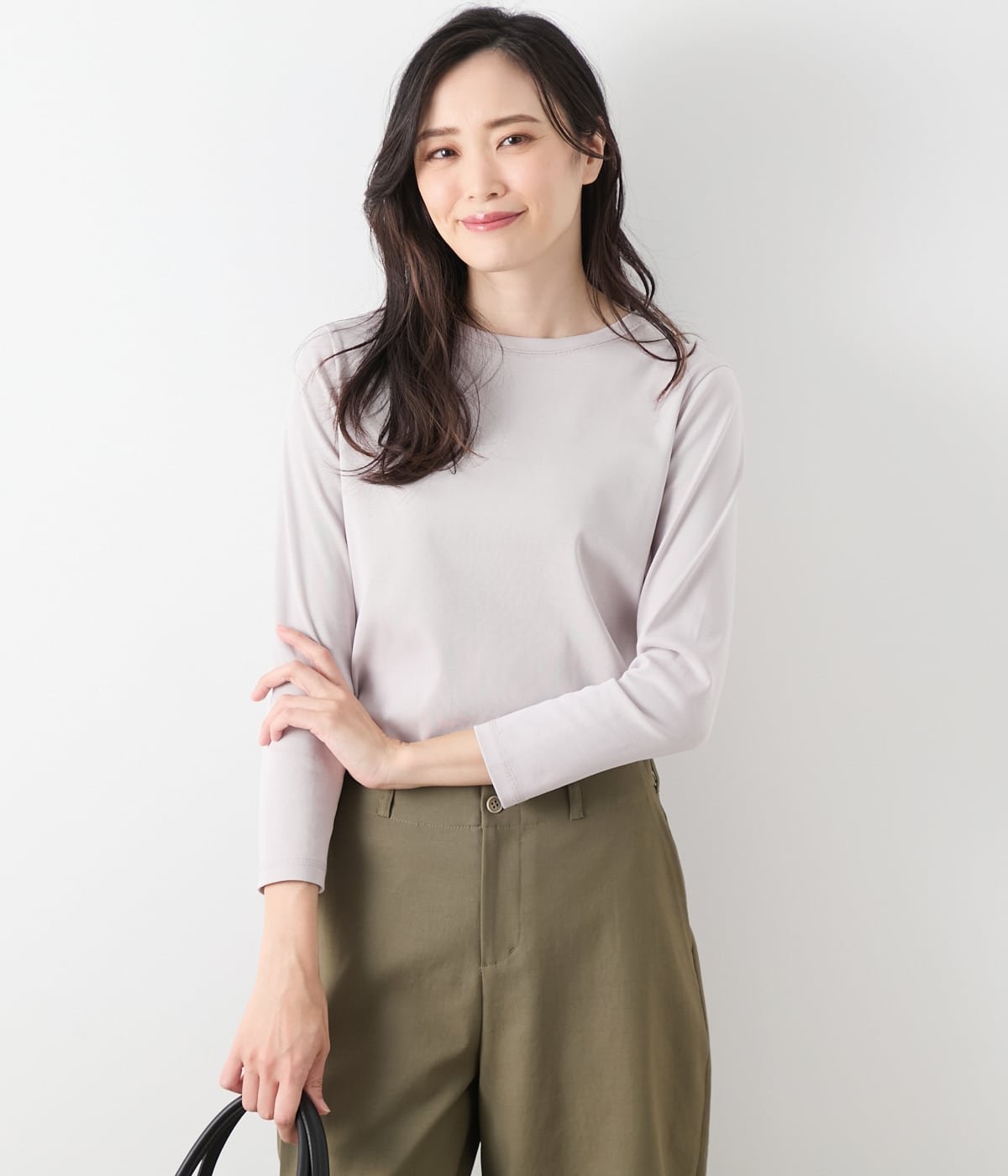 NEWYORKER WOMEN L-SIZE 【L】ガス焼き強撚フライス ラウンドネックプルオーバー ニューヨーカー エルサイズ トップス カットソー・Tシャツ ホワイト
