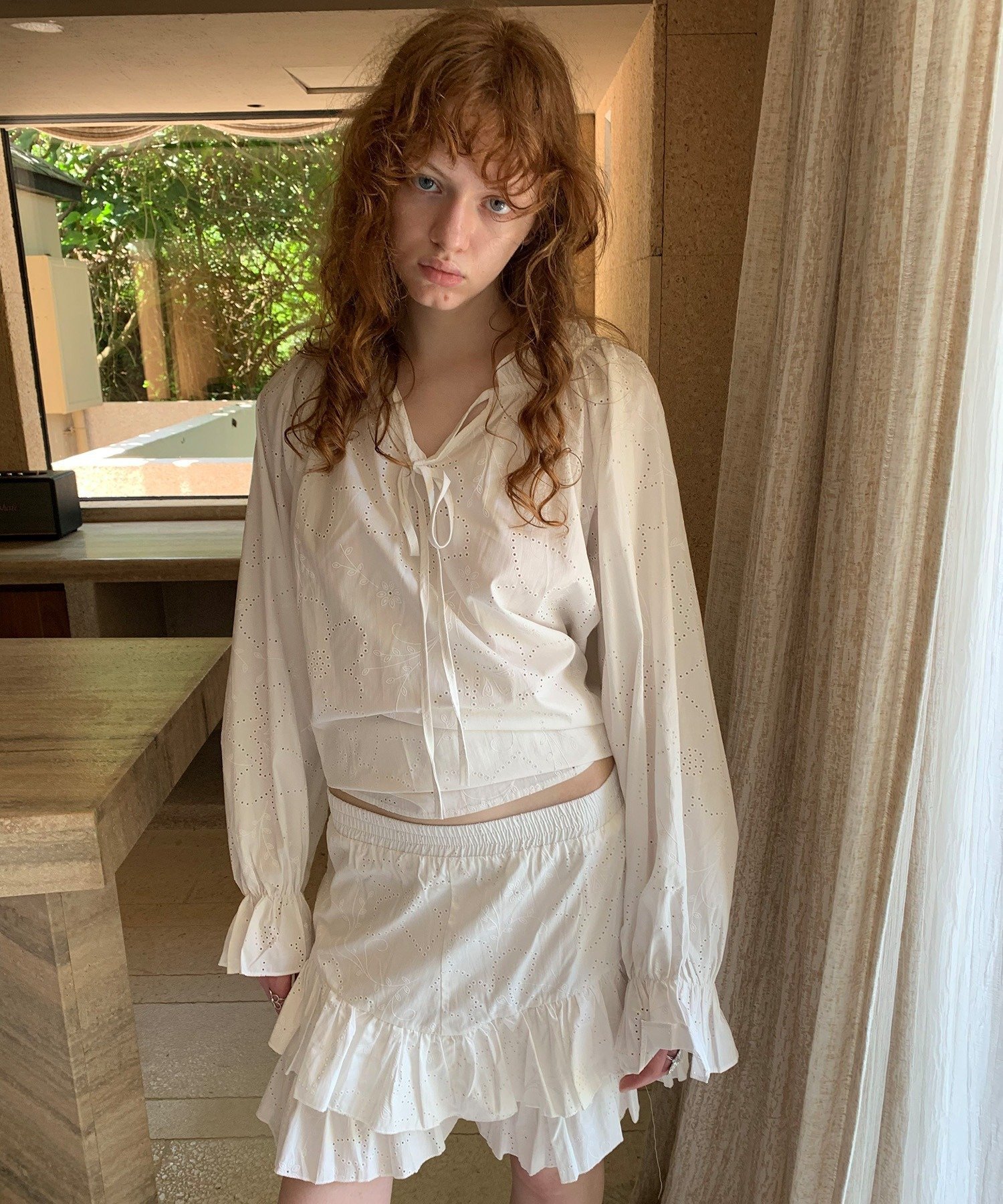 LONSLAN 【LONSLAN】カットワークレース セットアップ LONW25s066 チュクラ ワンピース・ドレス ワンピース ホワイト【送料無料】