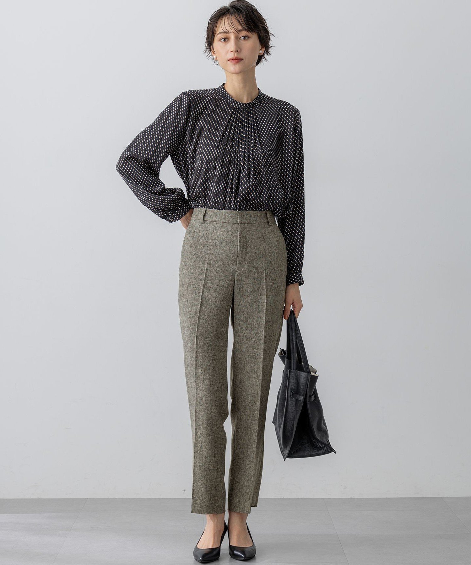 23区 L 【洗える】グラデーションドットプリント ブラウス ニジュウサンク トップス シャツ・ブラウス ネイビー ホワイト