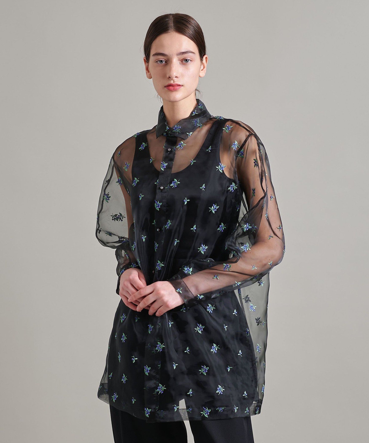 ＜LOEFF＞ブルーベリー エンブロイダリー シャツ ユナイテッドアローズ アウトレット トップス シャツ・ブラウス ブラック
