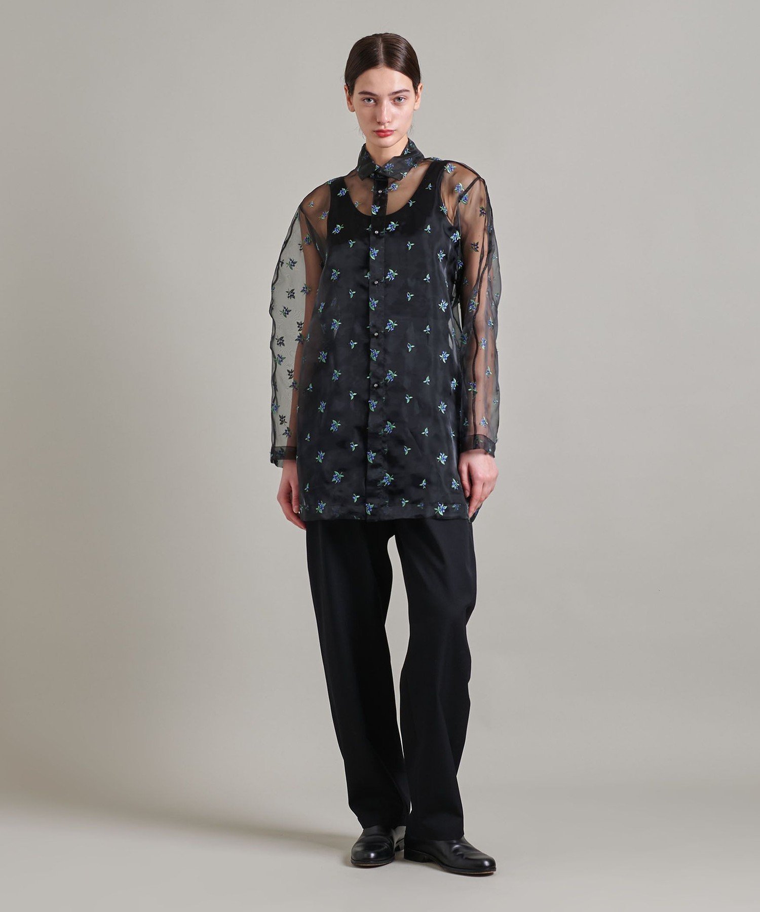 ＜LOEFF＞ブルーベリー エンブロイダリー シャツ ユナイテッドアローズ アウトレット トップス シャツ・ブラウス ブラック