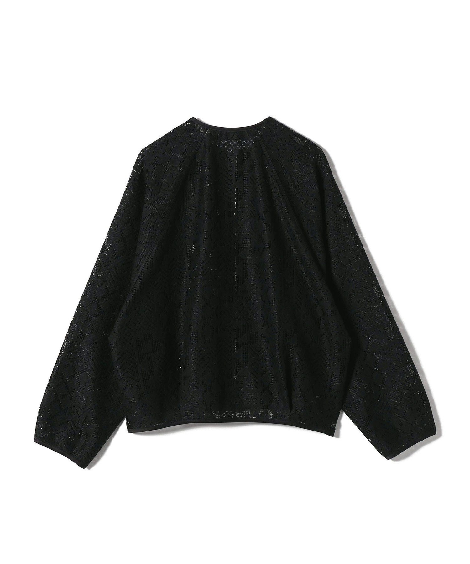 SHIPS WOMEN SHIPS Primary Navy Label:＜手洗い可能＞幾何学 ラッセル レース ブルゾン シップス ジャケット・アウター ブルゾン・ジャンパー ブラック ホワイト【送料無料】