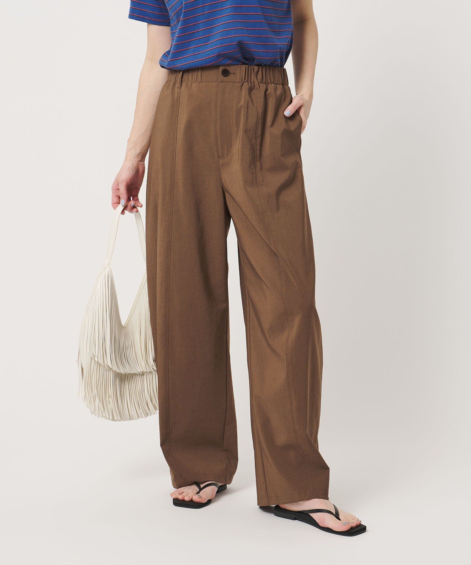 Linen, Hemp - BEAUTY&YOUTH UNITED ARROWS バックゴム カーブパンツ UVカット 防シワ ウォッシャブル ビューティー＆ユース　ユナイテッドアローズ パンツ その他のパンツ ブラウン ブラック【送料無料】