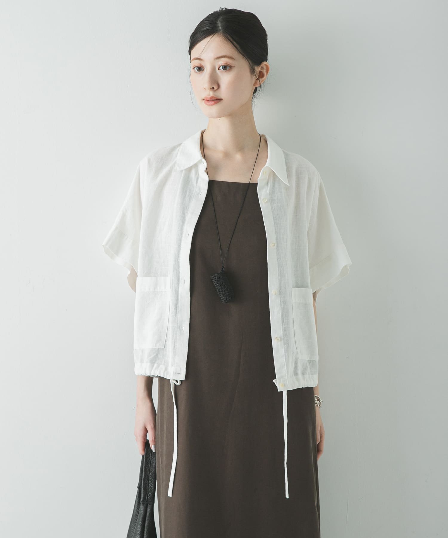 【SALE／20%OFF】URBAN RESEARCH ラミーレーヨンハーフスリーブシャツ アーバンリサーチ トップス シャツ・ブラウス ネイビー ホワイト ベージュ【送料無料】