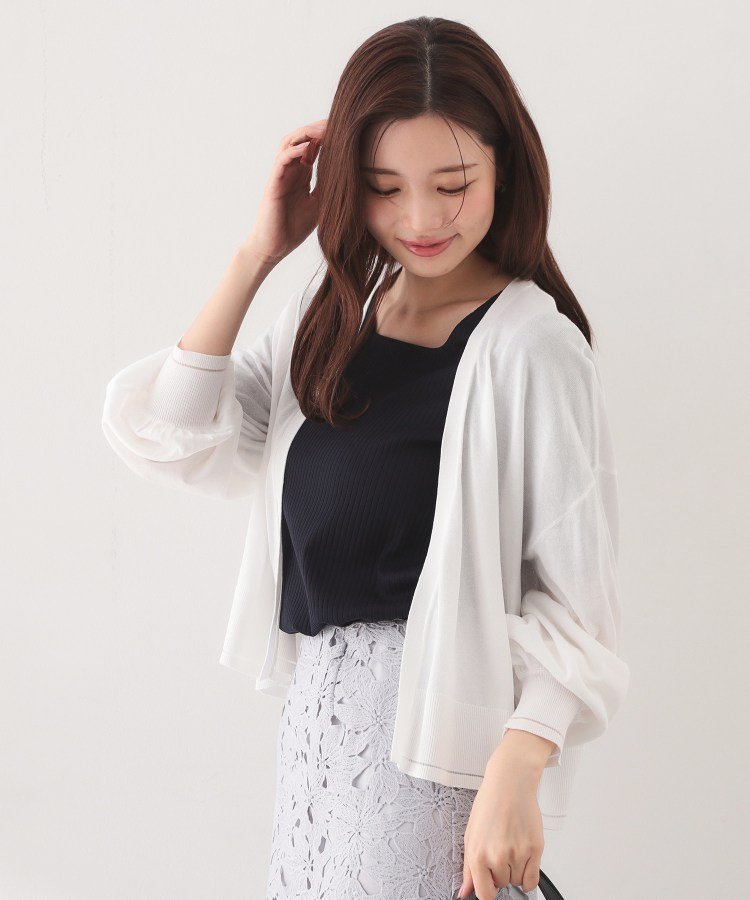 【SALE／40%OFF】index 【接触冷感】シアーショートトッパーカーディガン《洗濯機OK/抗ピル》 インデックス トップス カーディガン ブラウン ブラック ホワイト ブルー グレー