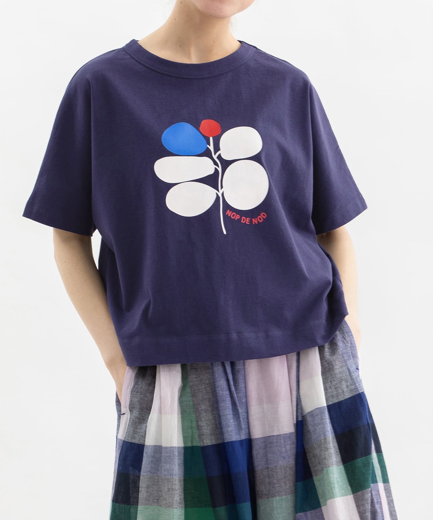 nop de nod Cloche 2026ユーカリアートTシャツ プードゥードゥー トップス カットソー・Tシャツ ホワイト ブラウン ネイビー グリーン