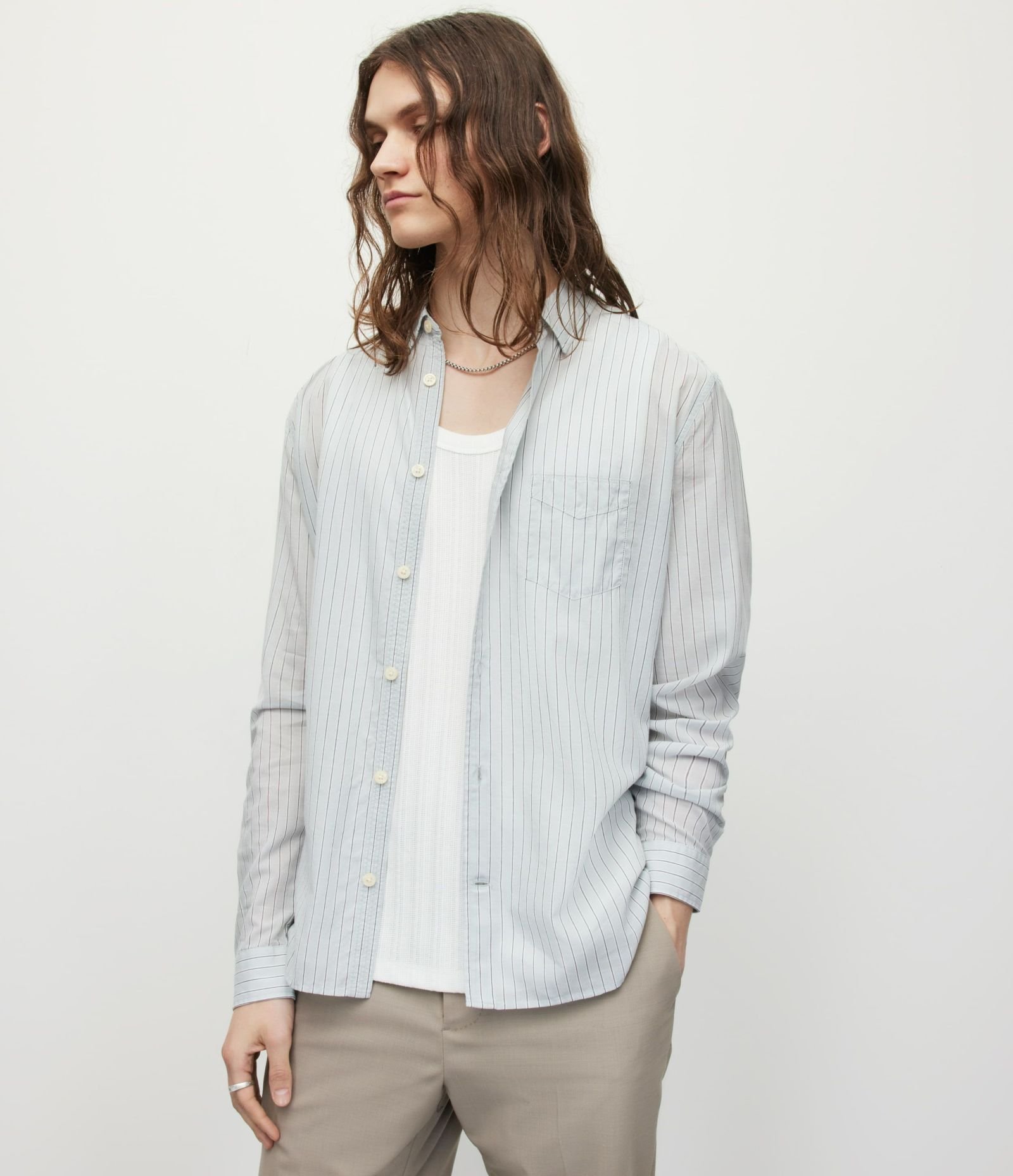 ALLSAINTS (M)FORMENTERA LS SHIRT オールセインツ トップス シャツ・ブラウス グレー