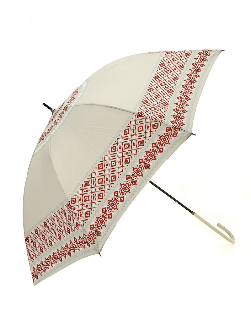 【SALE／50%OFF】studio CLIP ニットフウプリント ナガカサ スタディオクリップ ファッション雑貨 傘・長傘 ベージュ ブルーのサムネイル