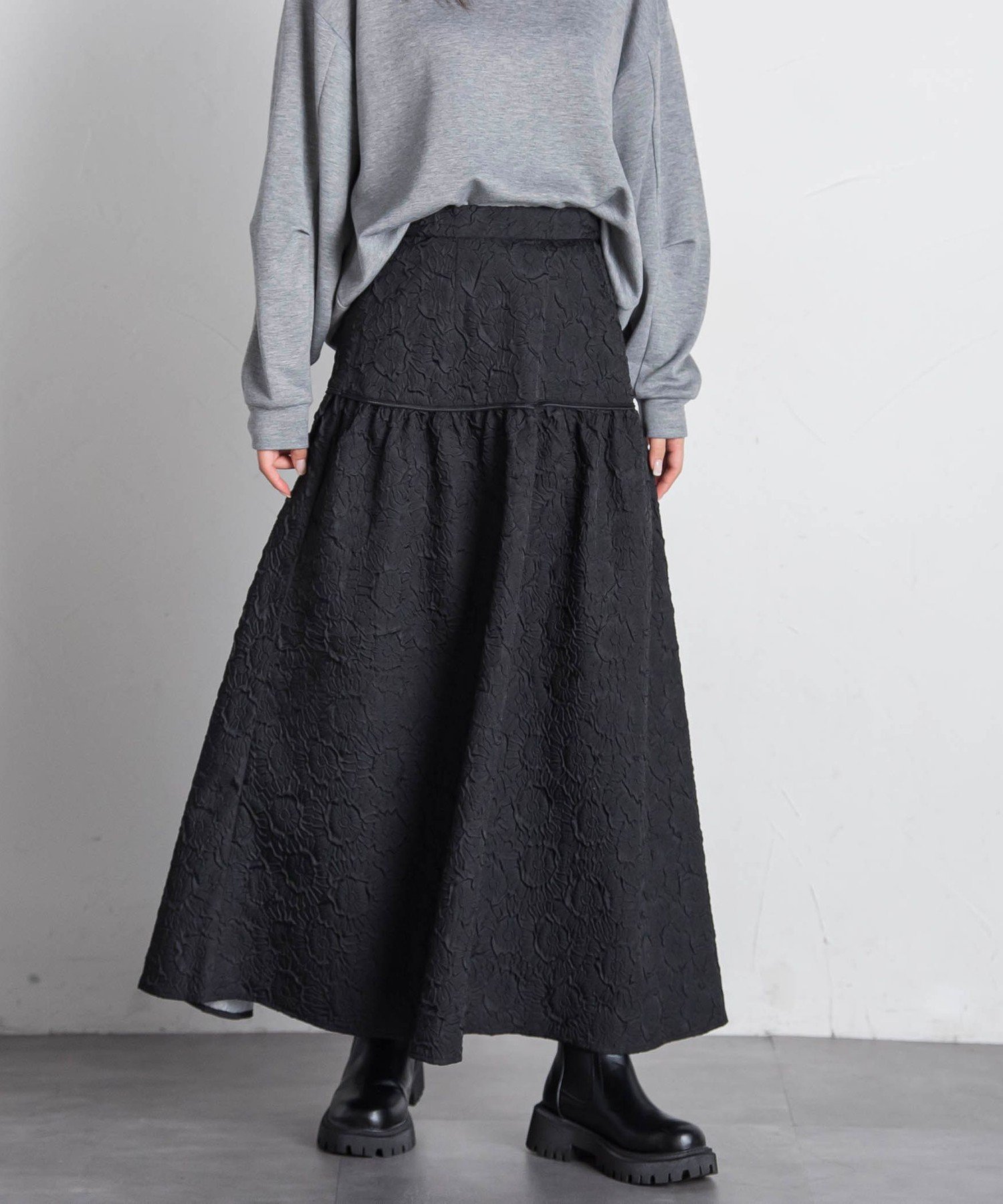 【SALE／30%OFF】VICKY ふくれジャガードフレアースカート≪手洗い可能≫ ビッキー スカート その他のスカート ブラック ホワイト グリーン ベージュ【送料無料】のサムネイル