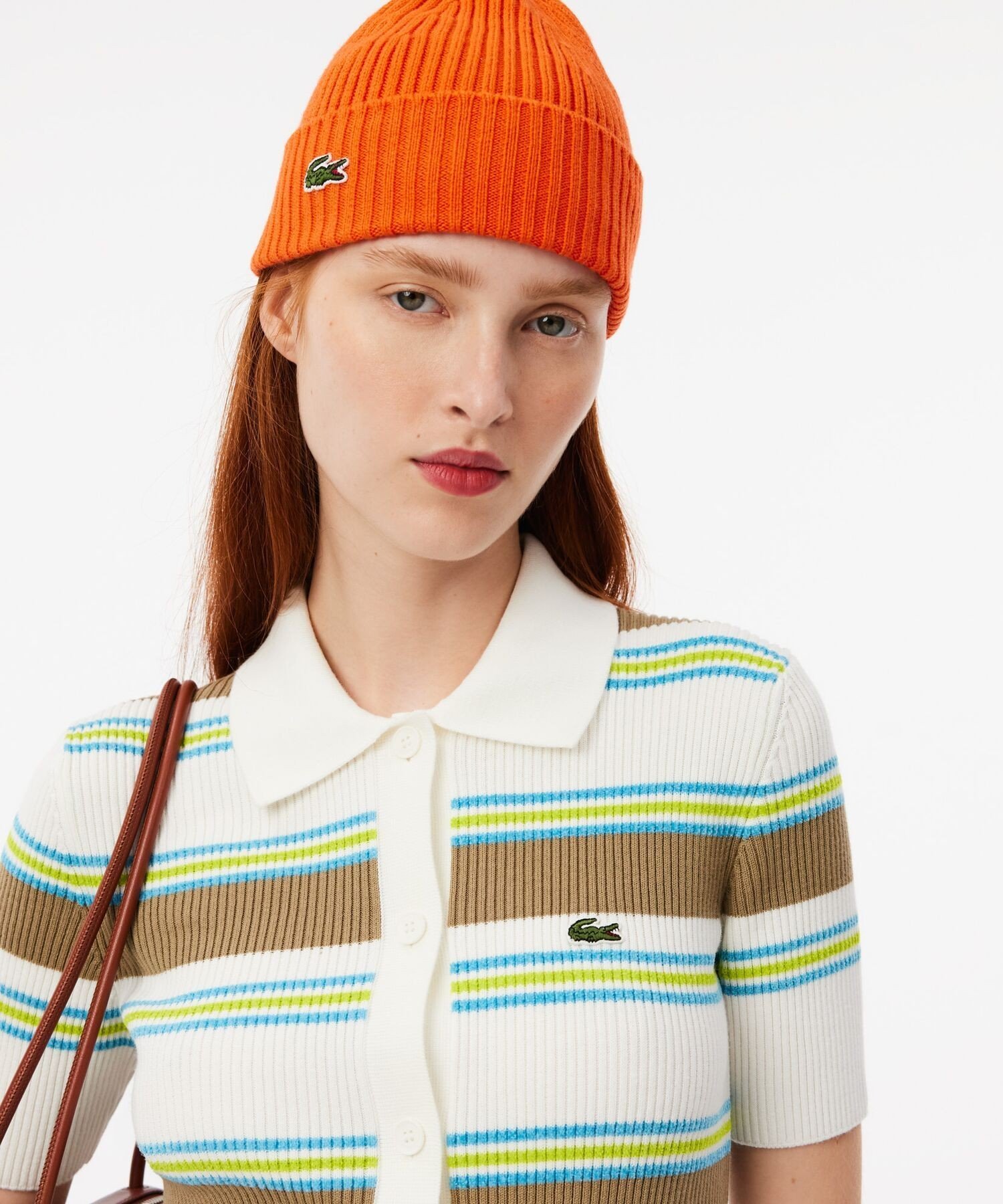 【SALE／40%OFF】LACOSTE リブニットボーダーシャツ ラコステ トップス ニット ホワイト【送料無料】