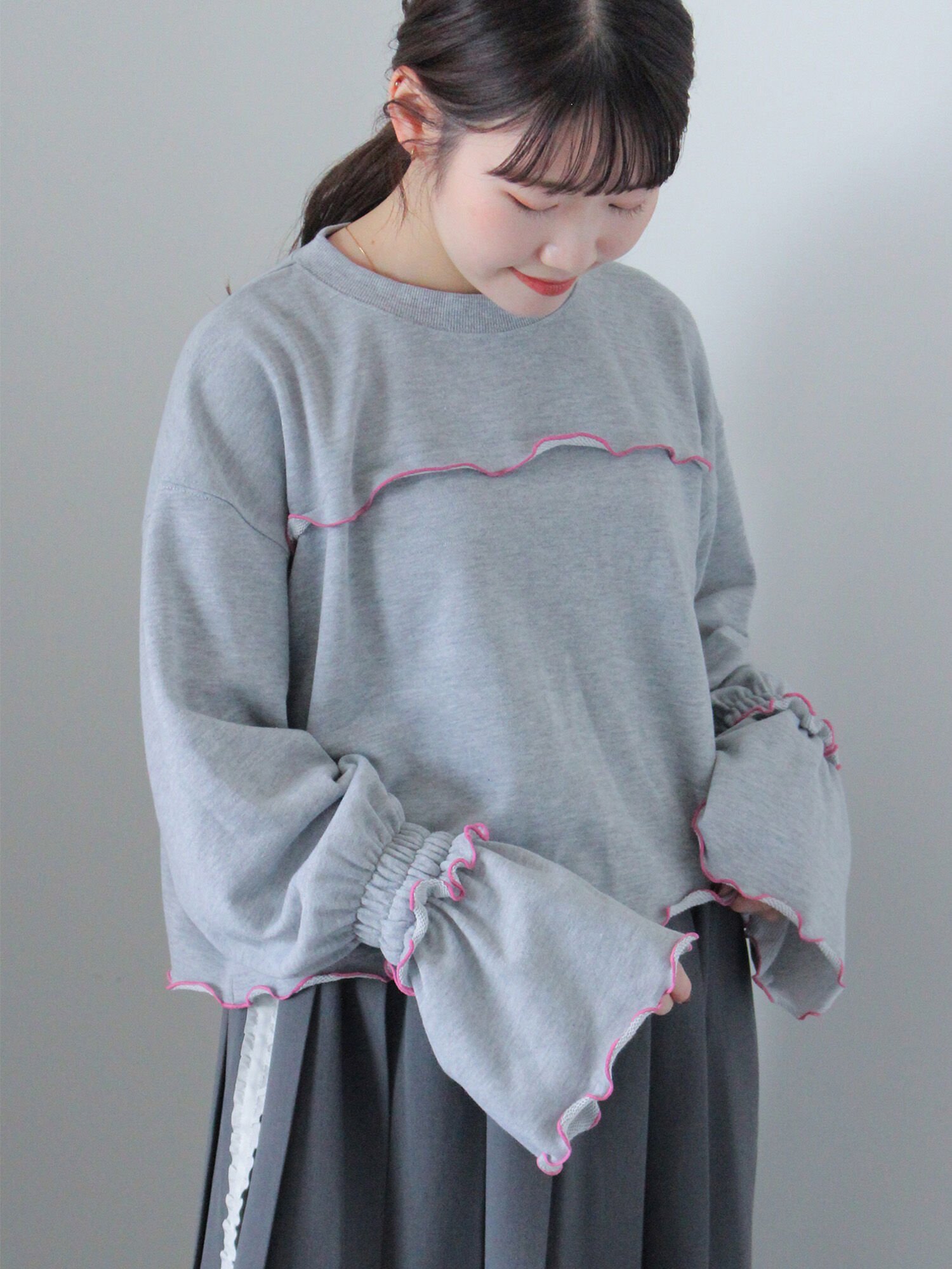 ehka sopo ◎メロー配色スウェット エヘカソポ トップス カットソー・Tシャツ パープル ブラック ホワイト グレー【送料無料】のサムネイル