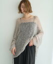 YECCA VECCA 【予約】袖シャーリングシアーニット イェッカヴェッカ トップス ニット グレー ベージュ オレンジ【送料無料】