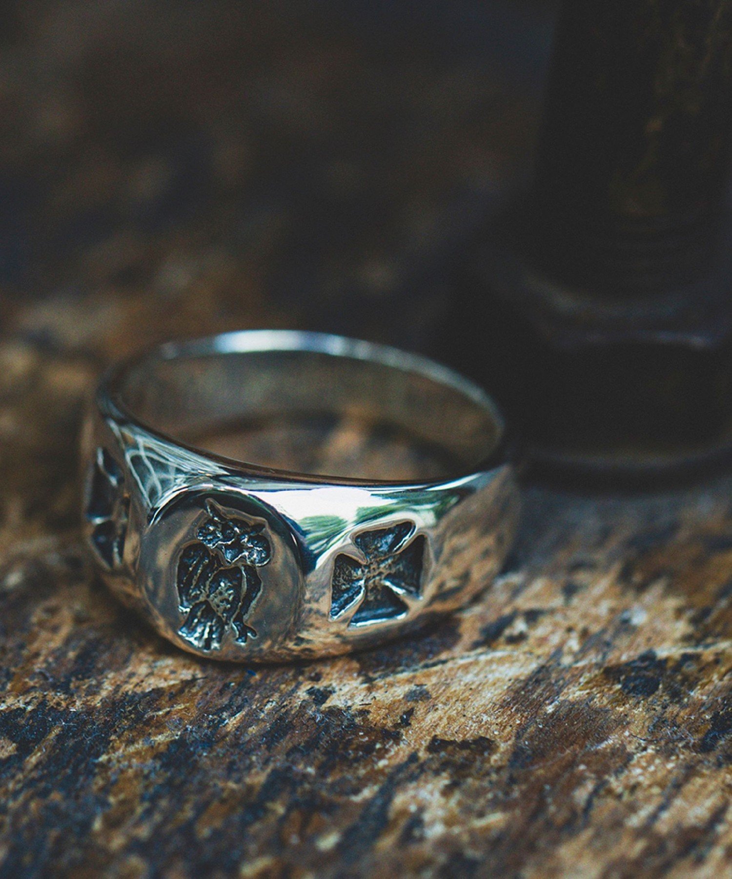 Bill Wall Leather Owl Signet Ring ビームス メン アクセサリー・腕時計 リング・指輪【送料無料】