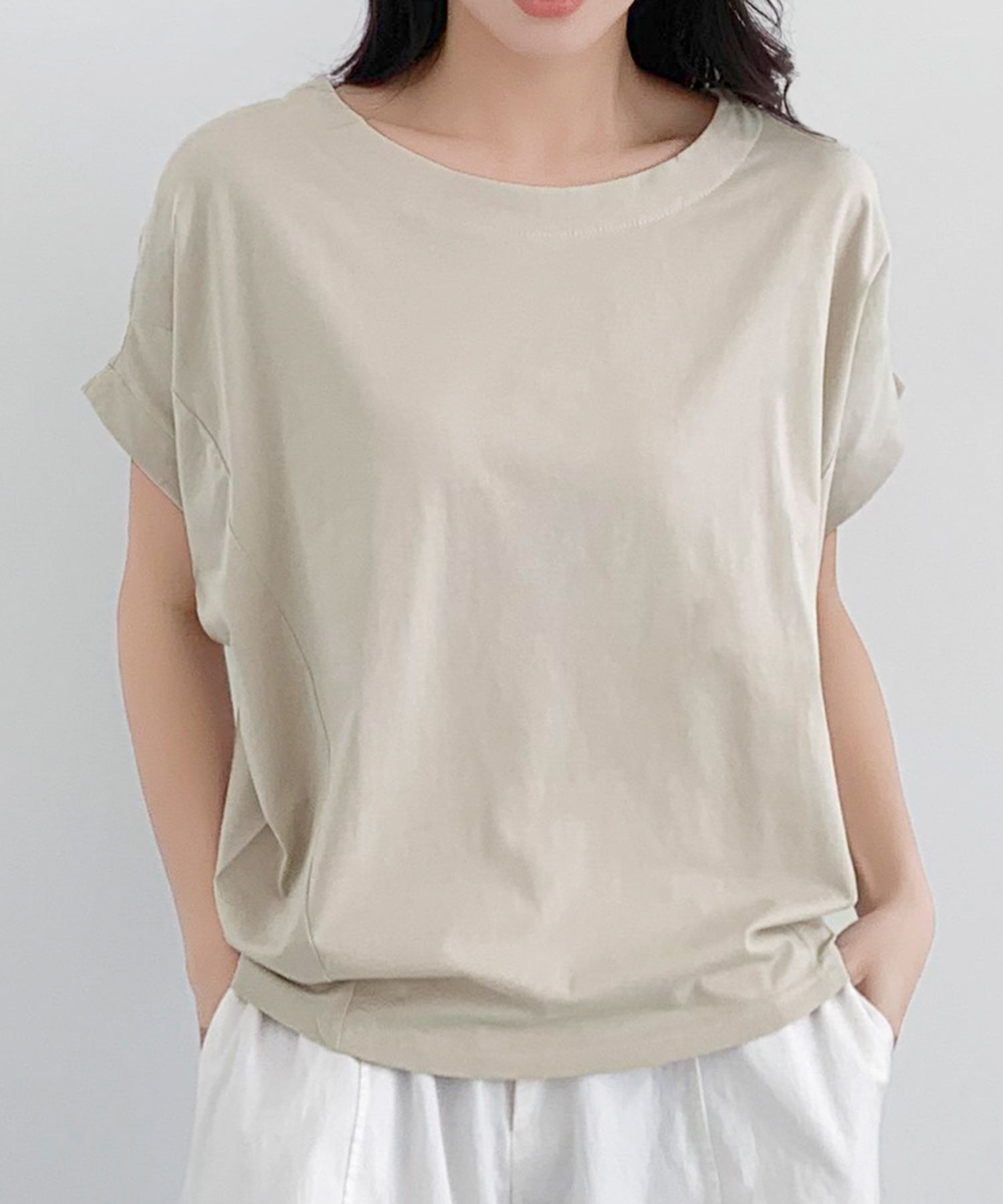 LOWO ドルマンスリーブ Tシャツ カットソー 半袖 リバーフィールド アンド コー トップス カットソー・Tシャツ ブラック ホワイト