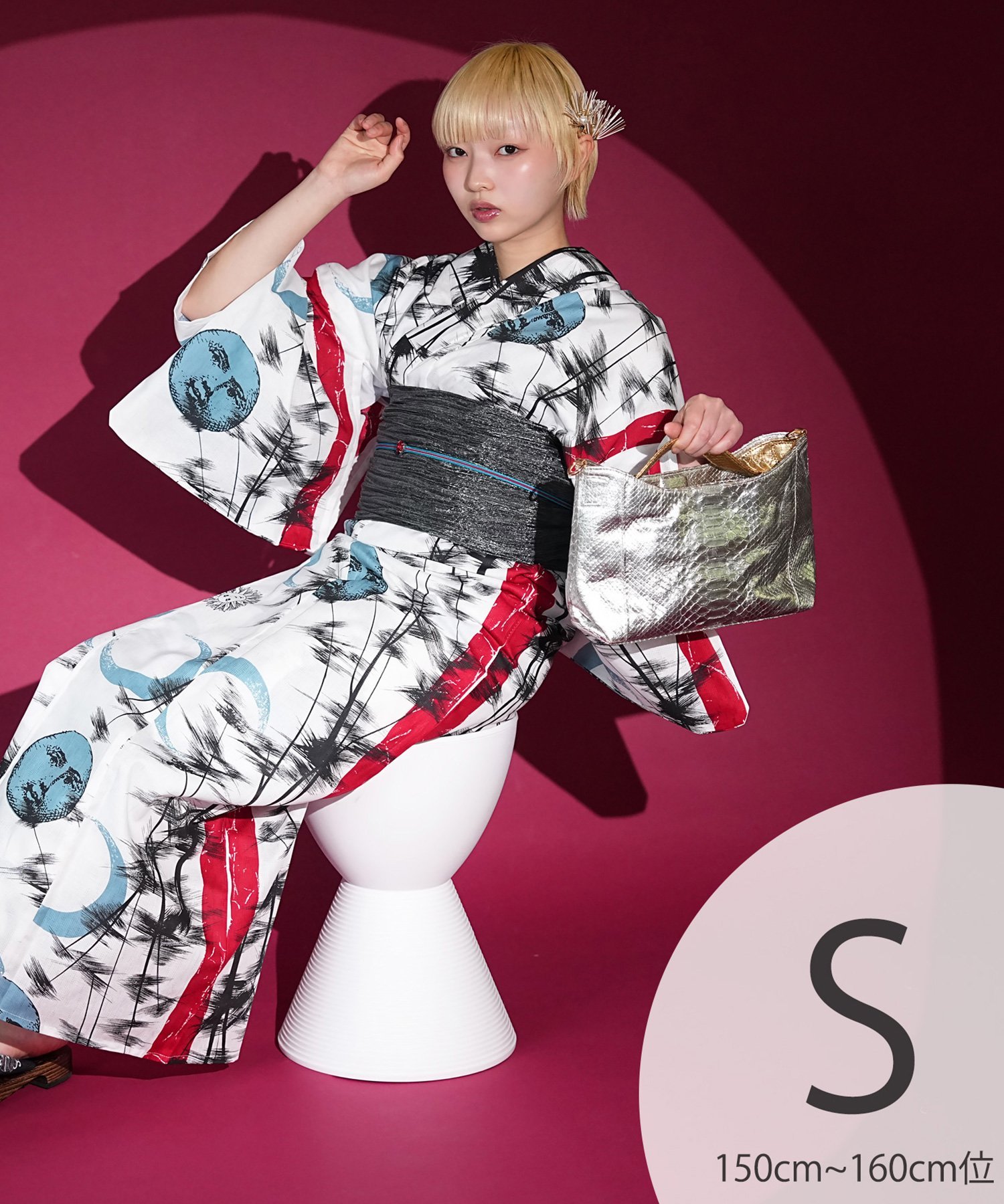Nico@ntique ニコアンティーク 浴衣 3点セット 月蝕標本室と朱の筆跡 Sサイズ ウタタネ 着物・浴衣・和装小物 浴衣【送料無料】