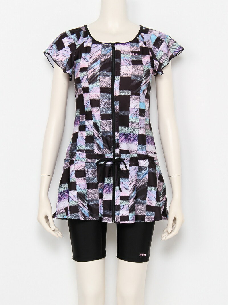 FILA スクエア柄チュニックフィットネス水着 ニッキー 水着・スイムグッズ 水着 ブラック ブラウ ...