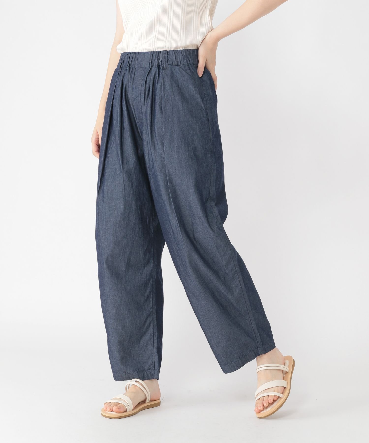 【SALE／60%OFF】studio CLIP (W)ユッタリタックカーブPT スタディオクリップ パンツ その他のパンツ ネイビー ピンク グレーのサムネイル