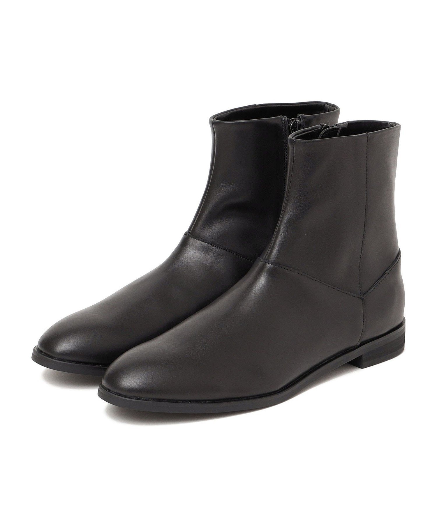 【SALE／50%OFF】SHIPS WOMEN アーモンドトゥフラットブーツ シップス シューズ・靴 ブーツ ブラック【送料無料】のサムネイル