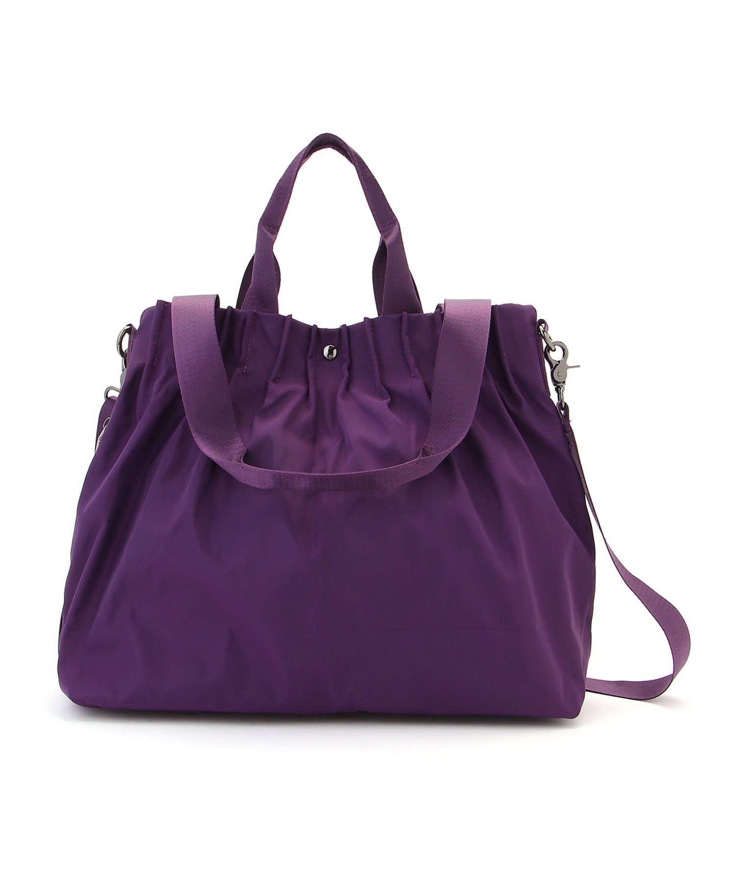 Three Four Time Three Four Time/タックプリーツナイロン3WAYBAG スリーフォータイム バッグ トートバッグ パープル ブラック【送料無料】のサムネイル