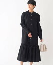 【SALE／50 OFF】OPAQUE.CLIP シャーリングスリーブ ワンピース【イージーケア/洗濯機洗い可】 オペークドットクリップ ワンピース ドレス その他のワンピース ドレス ブラック ベージュ【送料無料】