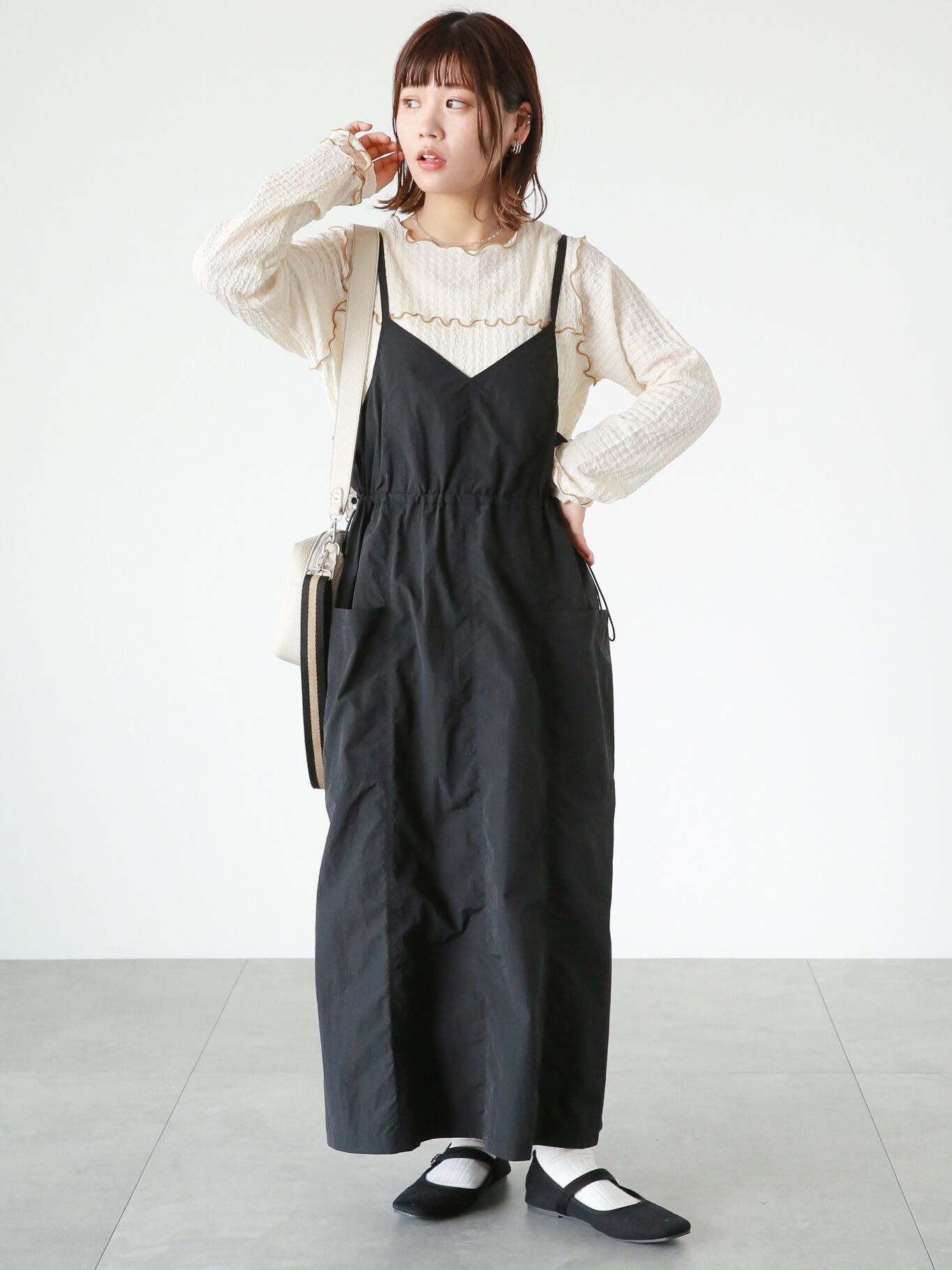 ehka sopo ◎ミリタリーキャミソールワンピース エヘカソポ ワンピース・ドレス ワンピース ブラック ホワイト カーキ【送料無料】のサムネイル