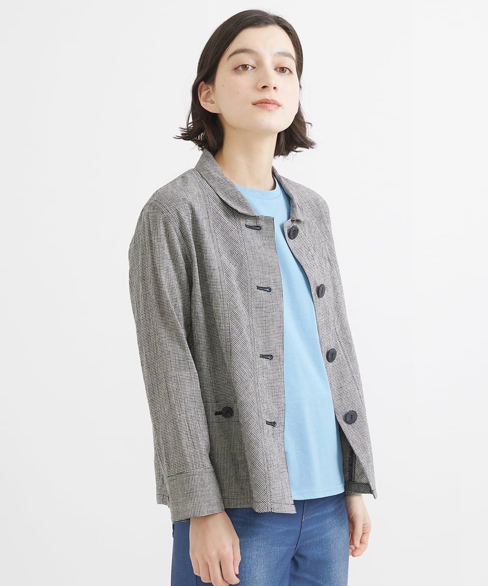 GIANNI LO GIUDICE（小さいサイズ） ワッシャーコットンリネンジャケット メゾンドゥサンク スーツ・フォーマル スーツジャケット ブラック【送料無料】