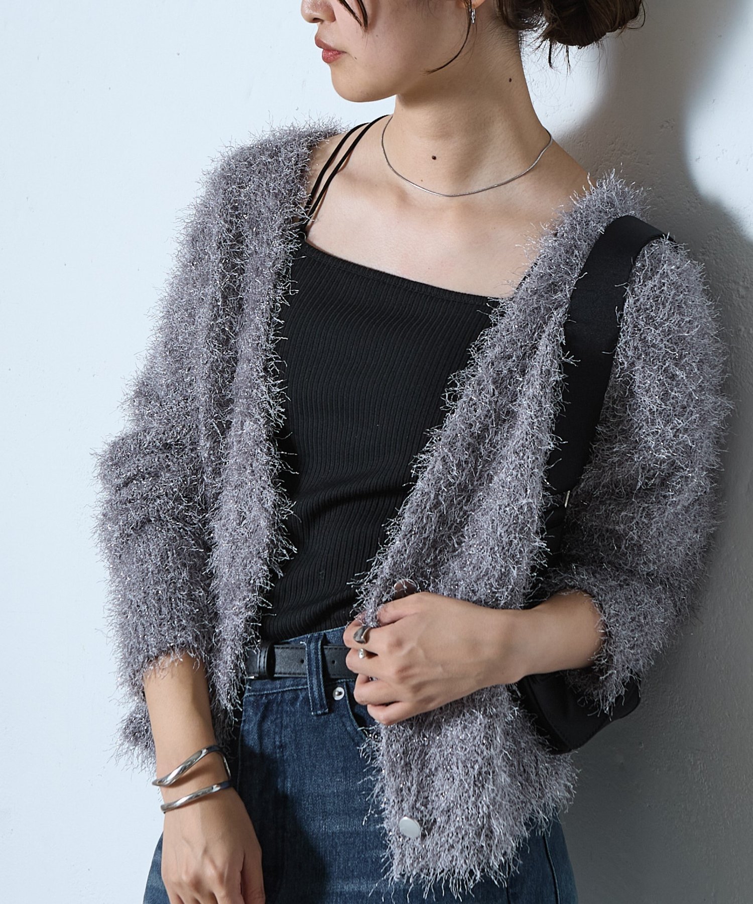 COLONY 2139 ラメフリンジカーディガン コロニー トゥーワンスリーナイン トップス カーディガン グレー ホワイト ブルー ブラック【送料無料】のサムネイル