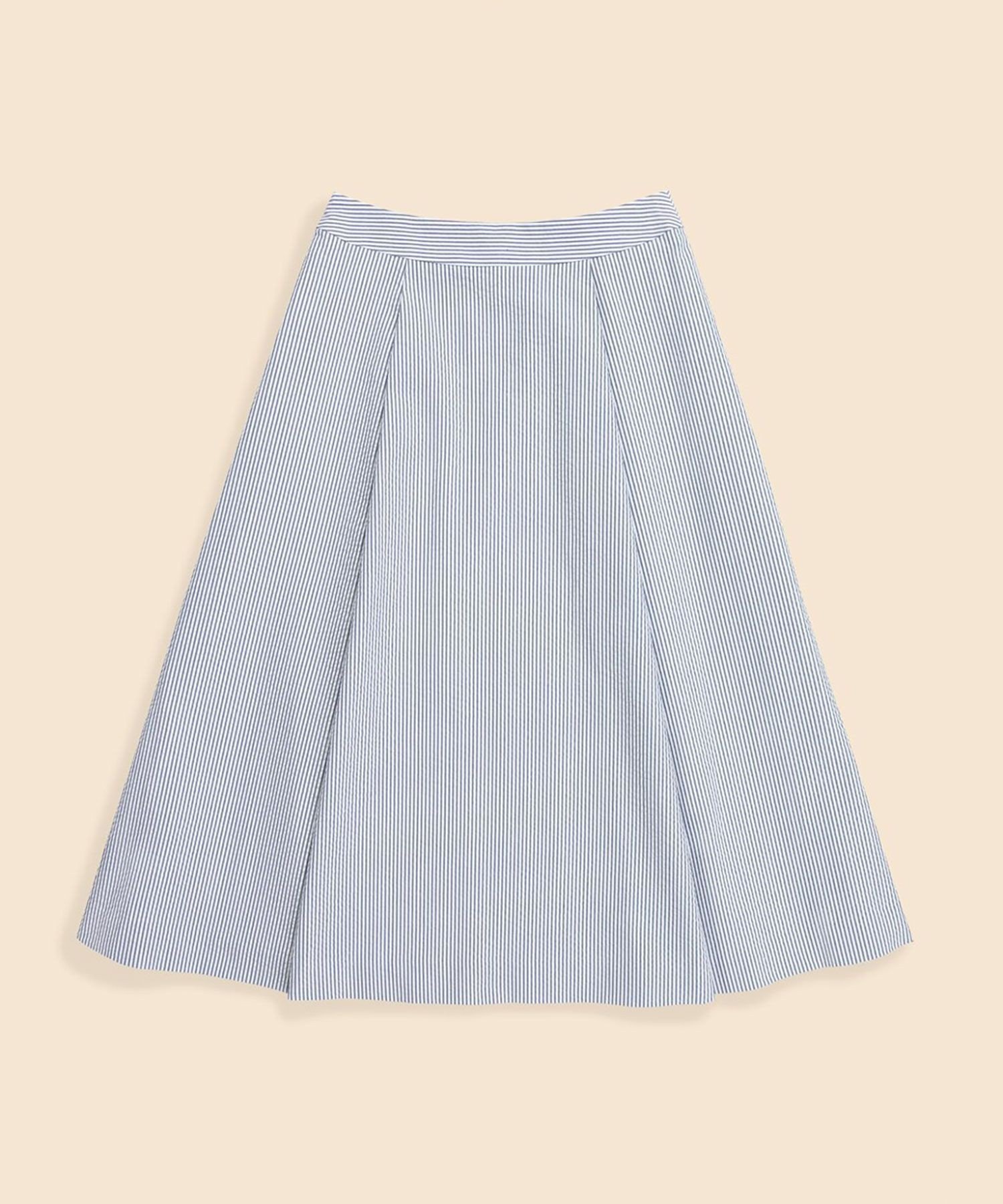 BROOKS BROTHERS コットン シアサッカーストライプ ミディサーキュラースカート ブルックス ブラザーズ スカート その他のスカート ホワイト【送料無料】