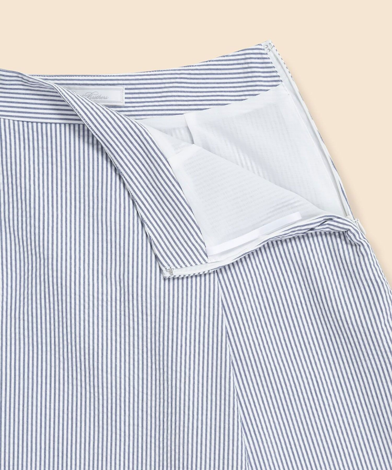 BROOKS BROTHERS コットン シアサッカーストライプ ミディサーキュラースカート ブルックス ブラザーズ スカート その他のスカート ホワイト【送料無料】