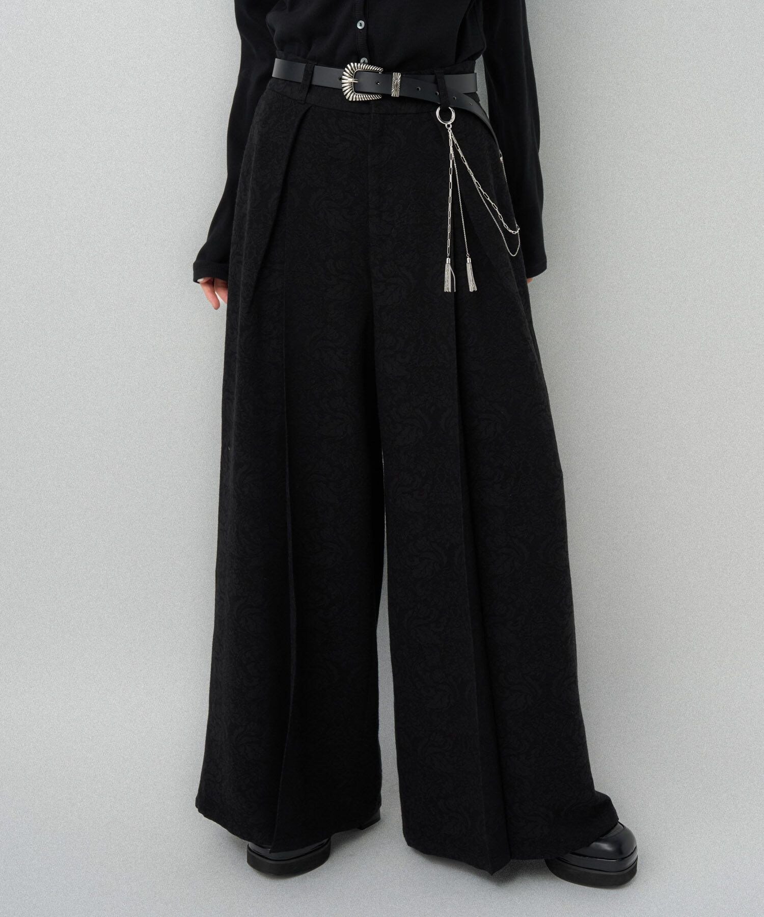 HARE VINTAGEジャガードワイドパンツ ハレ パンツ スラックス・ドレスパンツ パープル ブラック ネイビー ブラウン
